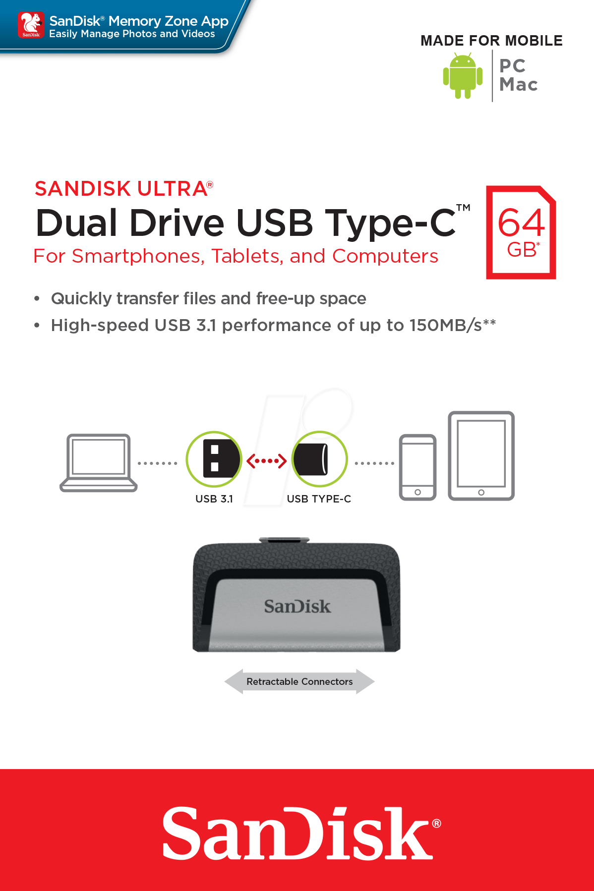 SanDisk Ultra 64GB Dual Drive USB Type-C