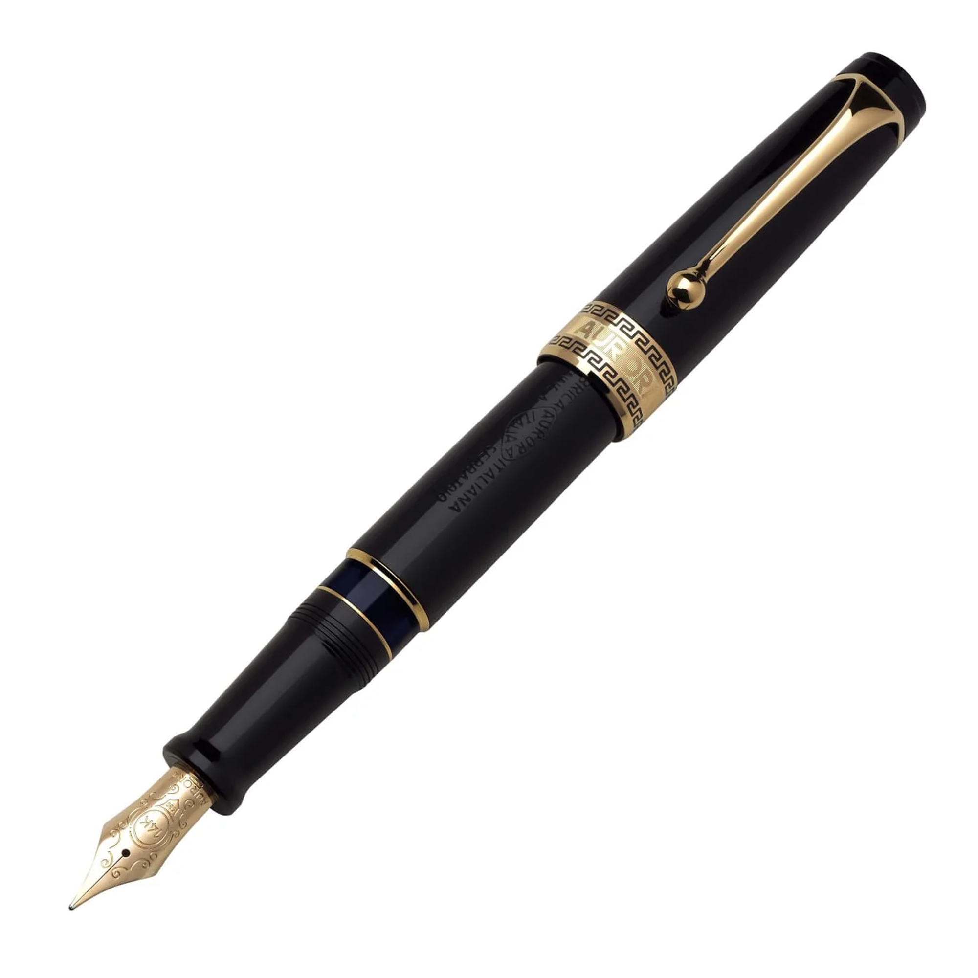 Aurora Optima Fountain Pen - Black - Gold TrimExtra-Fine