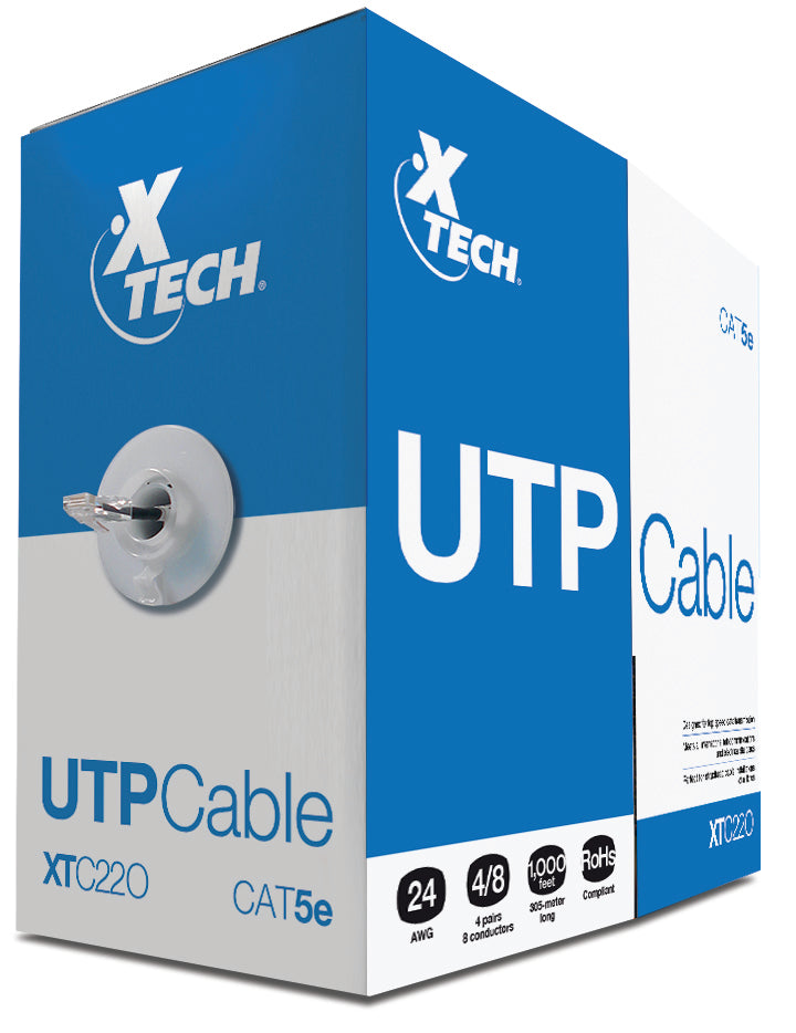 XTECH 1000FT BULK CABLE RJ-45 CAT 5E BOX