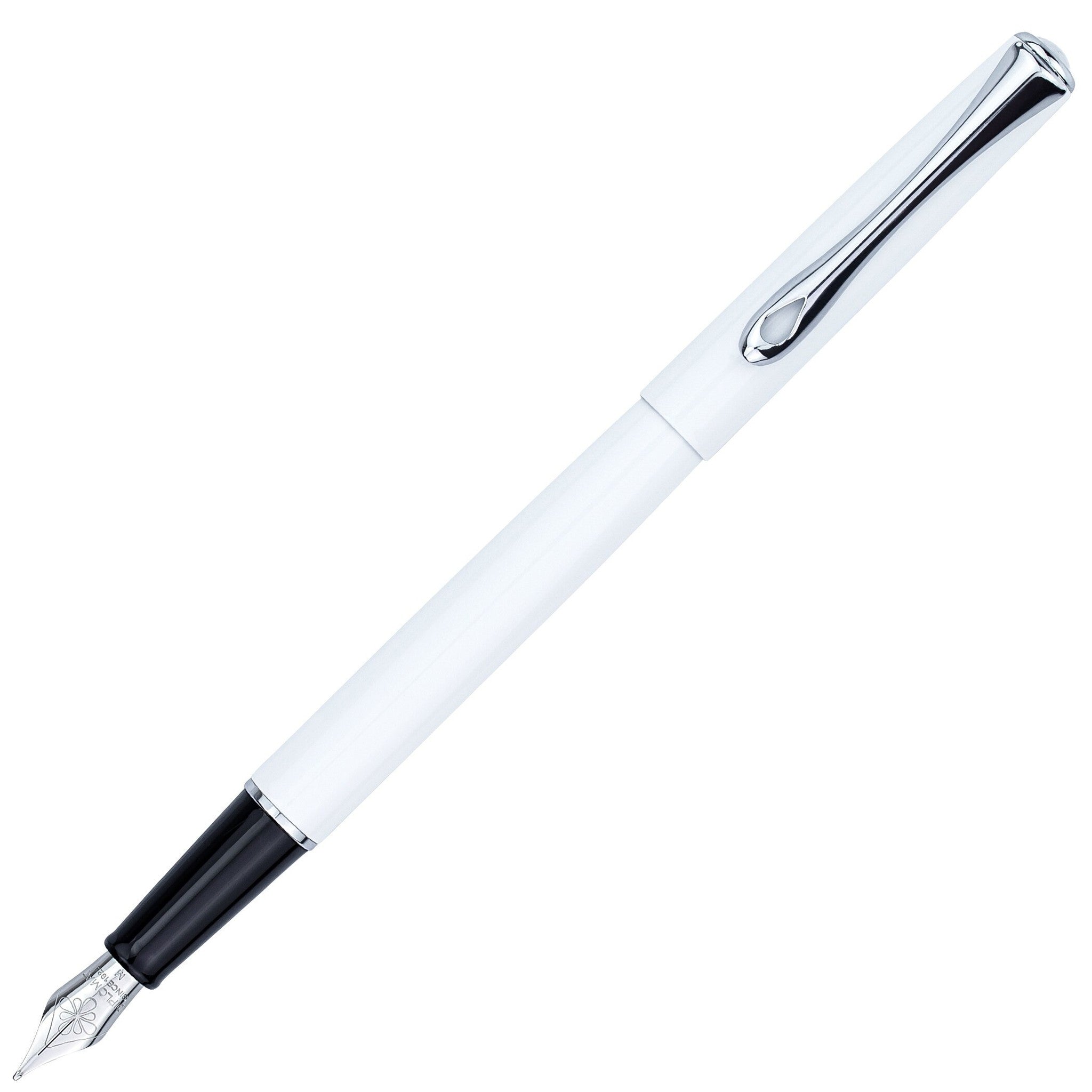 Diplomat Traveller Fountain Pen - Snowwhite with Silver TrimFine