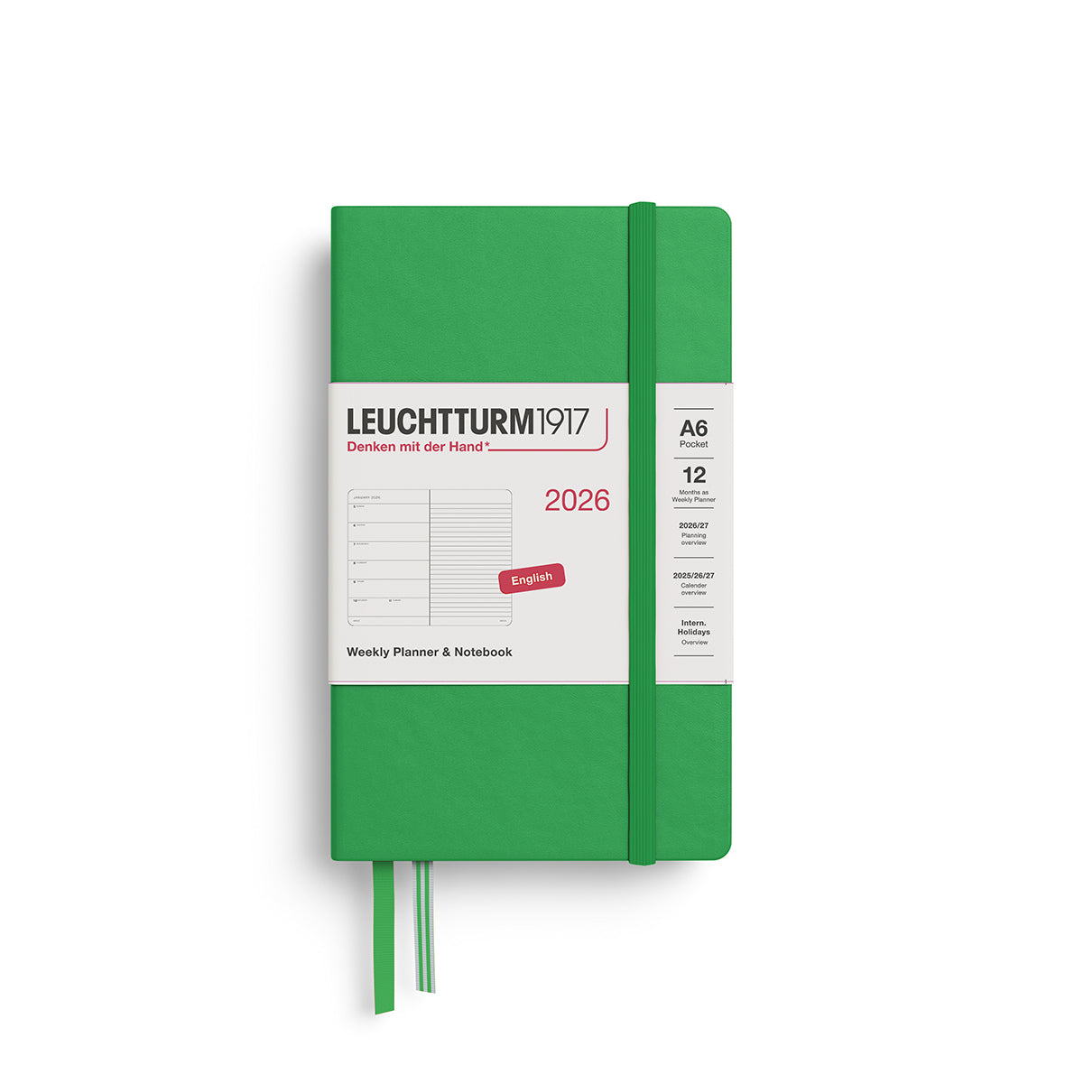 Leuchtturm1917 2026 A6 Pocket Weekly Planner and Notebook - Spring Leaf