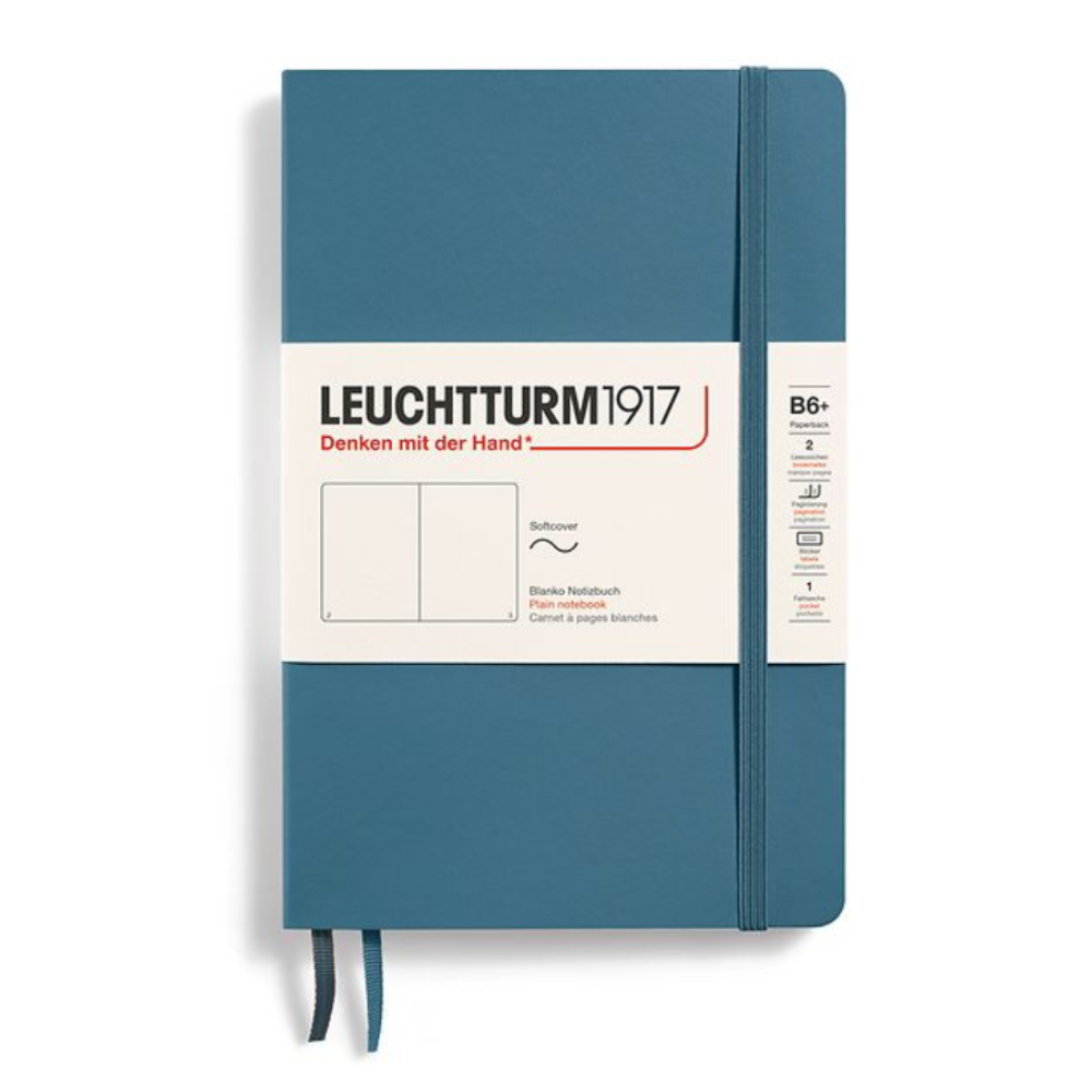 Leuchtturm1917 B6  Paperback Softcover Plain Notebook - Stone Blue