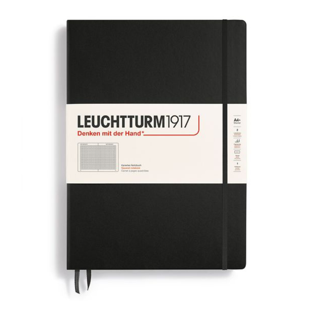 Leuchtturm1917 Master Classic A4  Hardcover Squared Notebook - Black