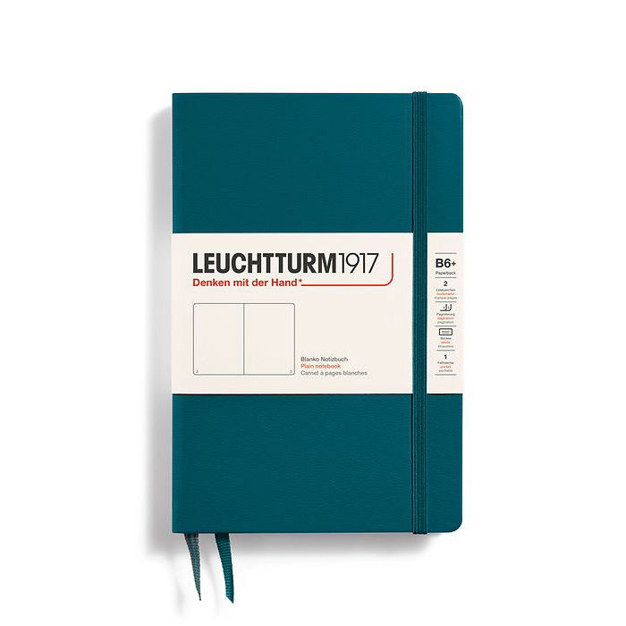 Leuchtturm1917 Paperback B6  Hardcover Plain Notebook - Pacific Green (Discontinued)