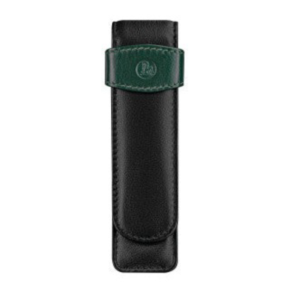 Pelikan 2-Pen Leather Case- Green and BlackBlack