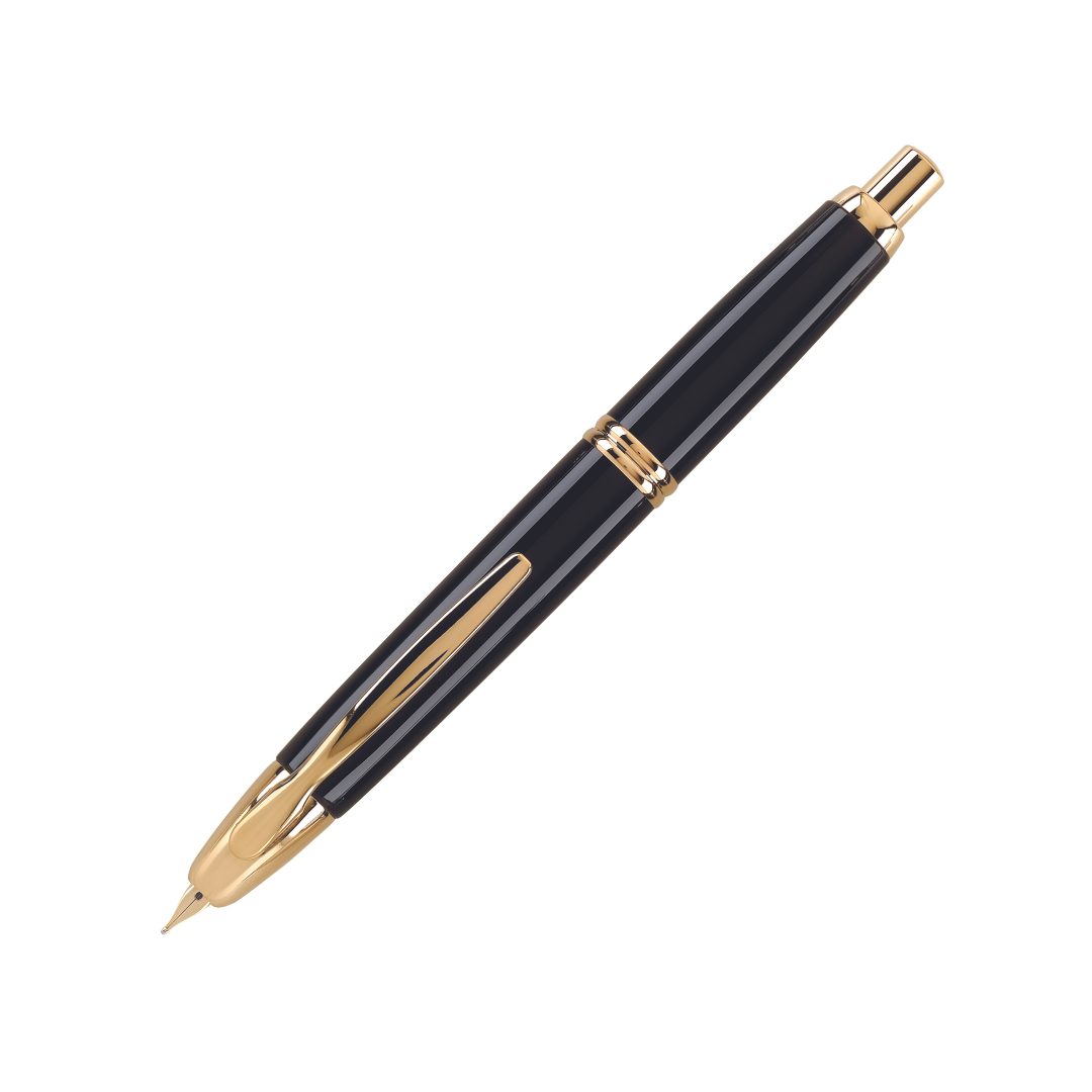 Pilot Vanishing Point Fountain Pen - Black with Gold TrimFine