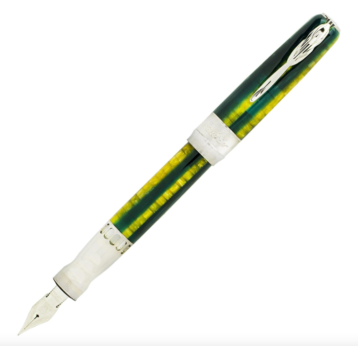 Pineider Arco Fountain Pen - Bysantium Trimpalladium Lemon & GrassExtra Fine