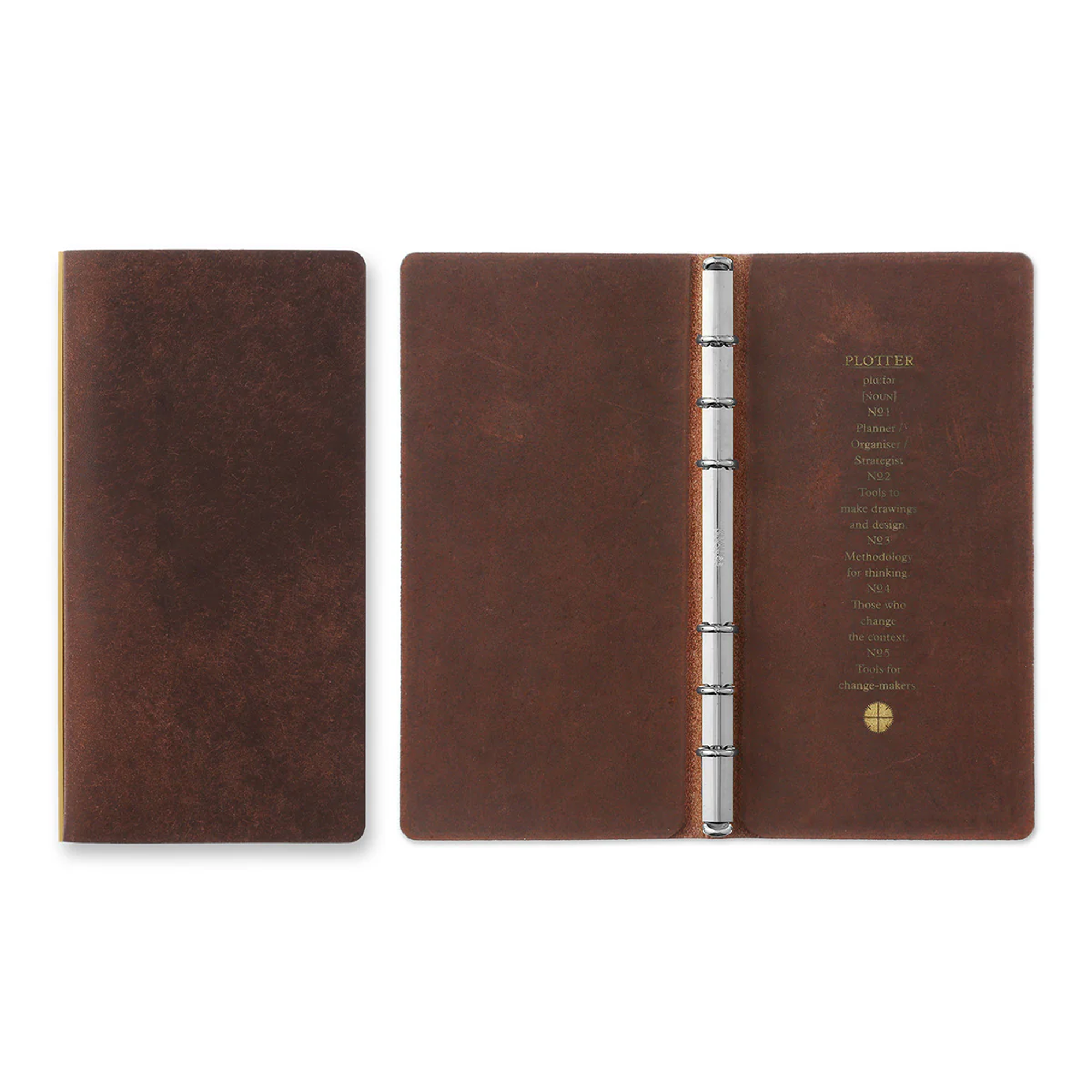 PLOTTER Narrow Size Pueblo 6-Ring Leather Binder - Brown
