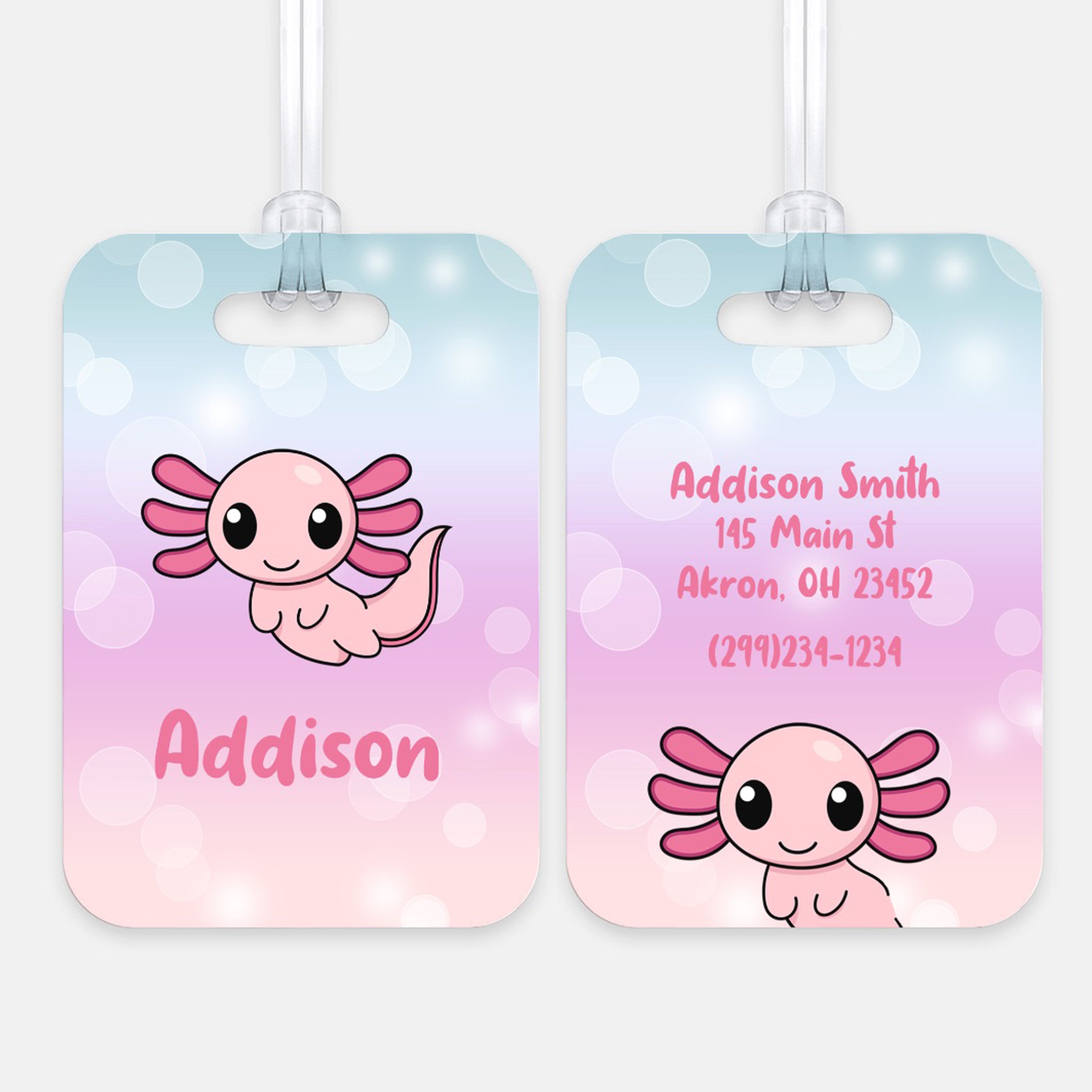 Axolotl Animal Luggage Bag Tag Personalized CustomAluminum Tag