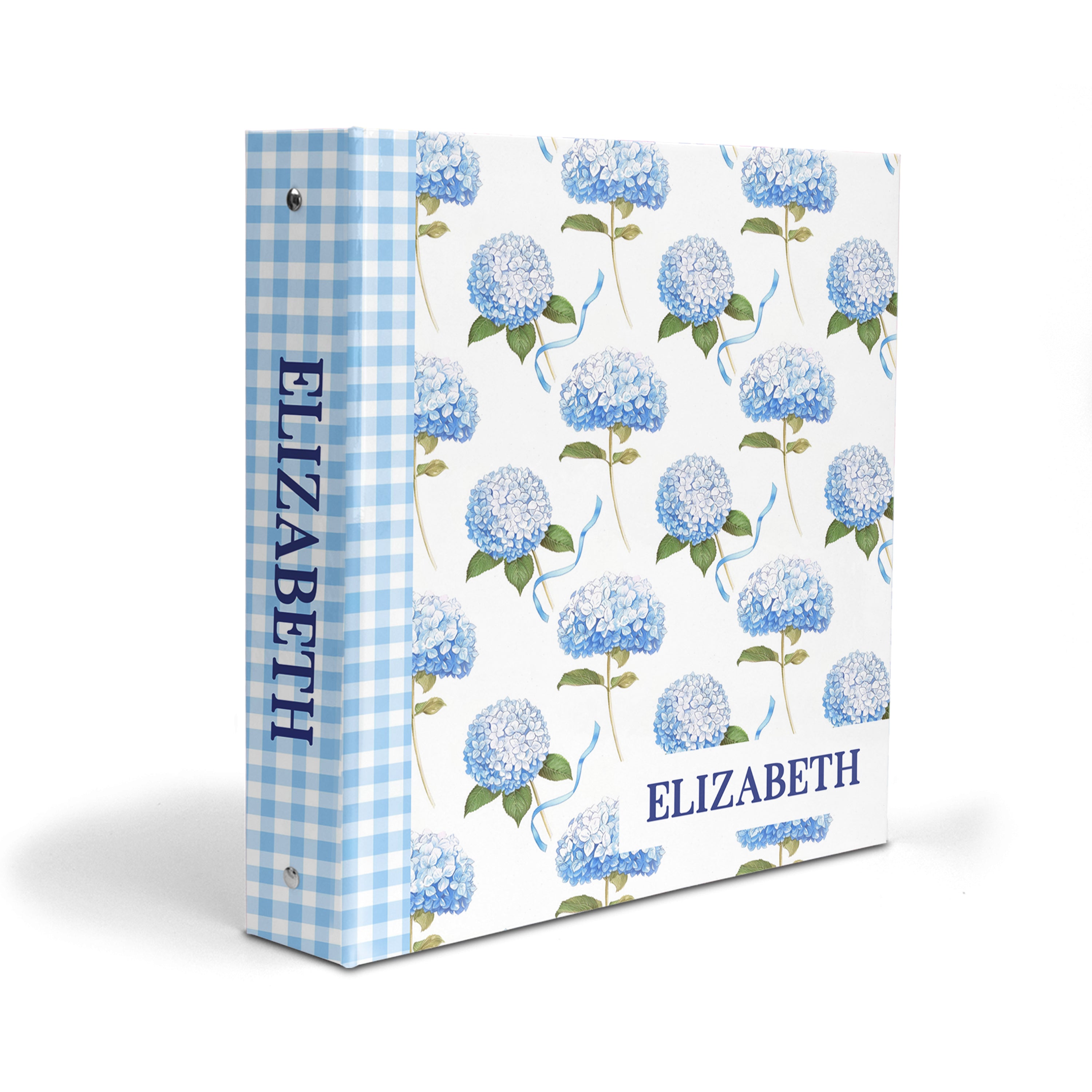 Blue Hydrangea Personalized Custom 2" 3 Ring Binder  School Office Supplies