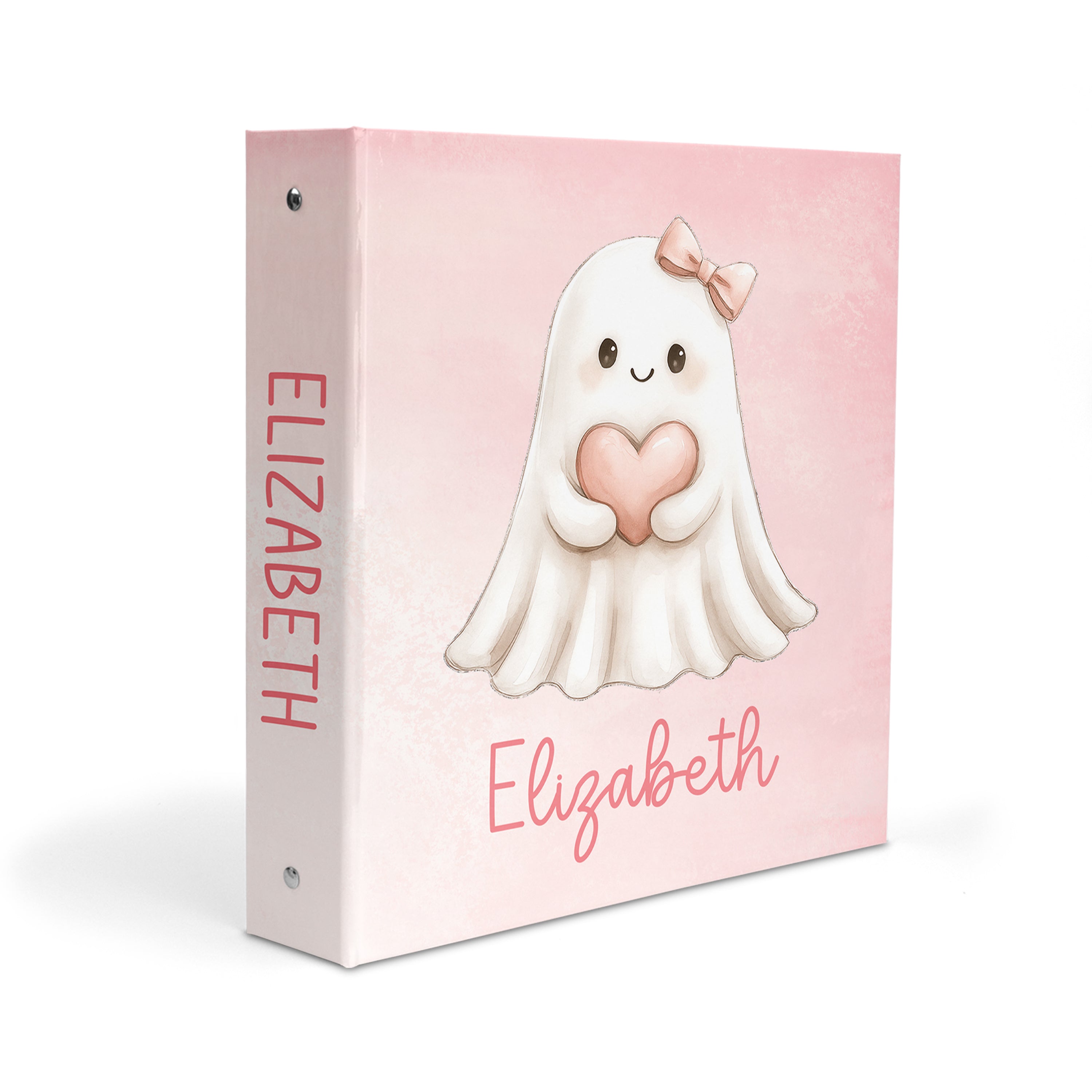 Cute Pink Ghost Personalized Custom 2" 3 Ring Binder  School Office Supplies