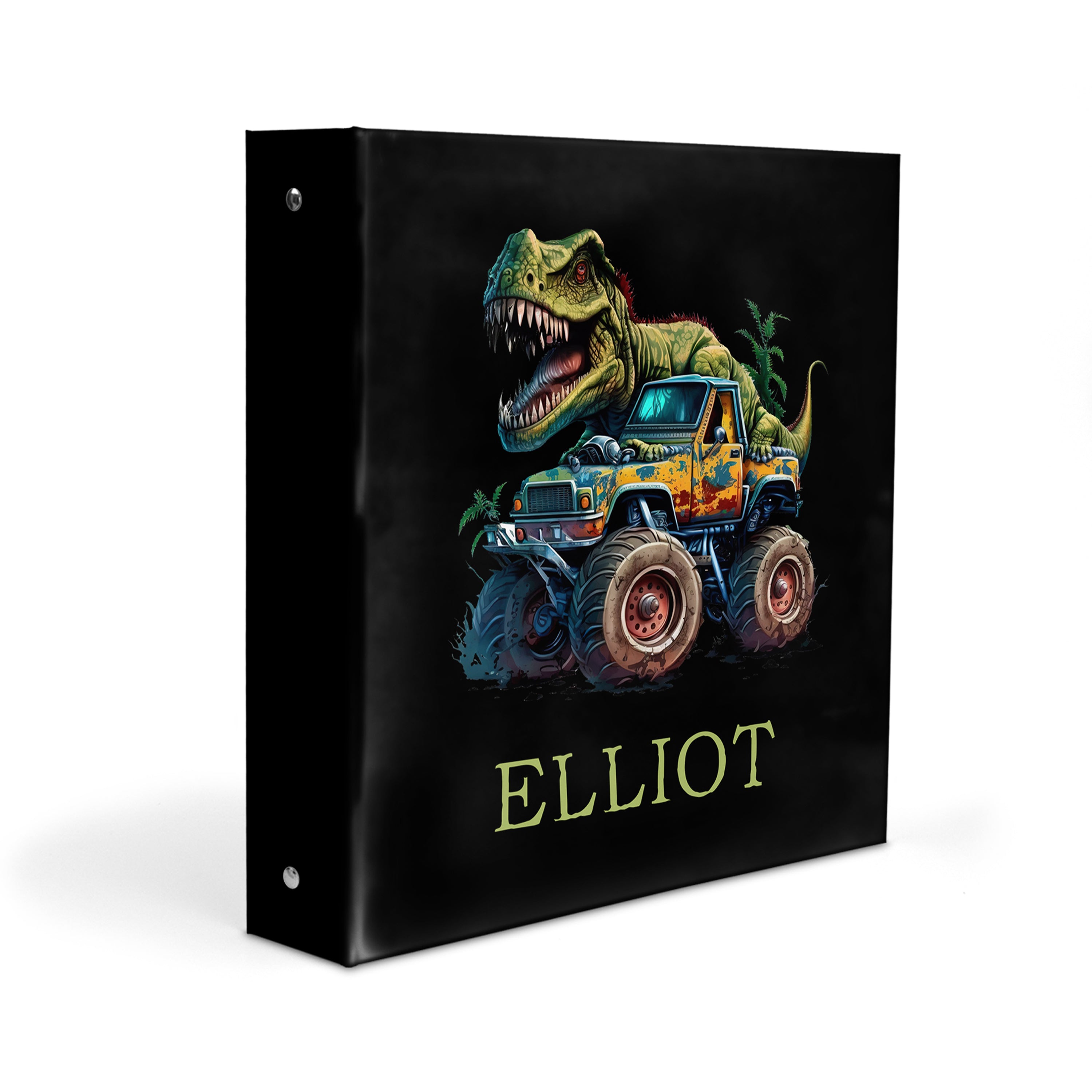 Dinosaur Monster Truck Personalized Custom 2" 3 Ring Binder  School Office Supplies