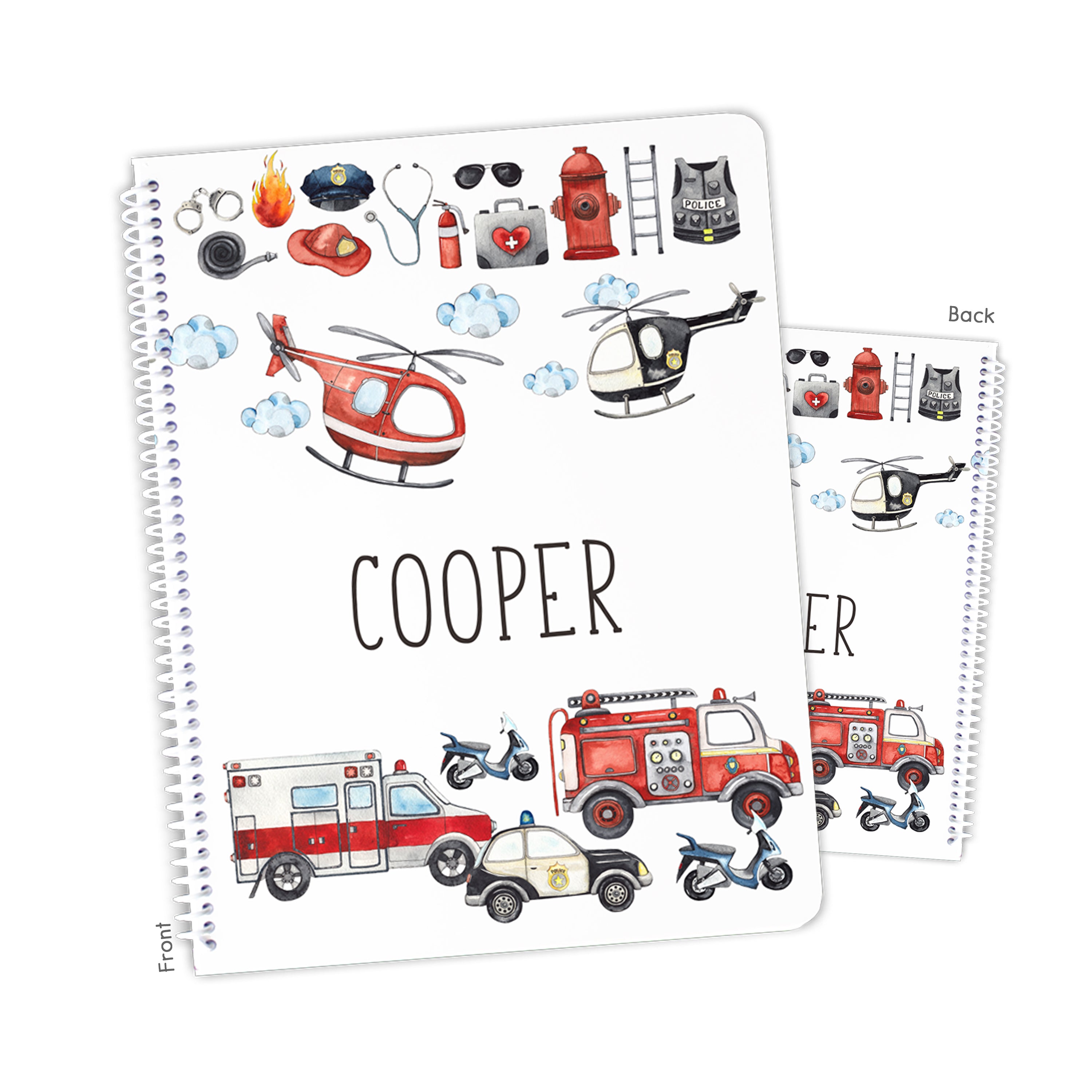 Emergency Police Fire Personalized Custom Notebook or Sketchbook  School Office SuppliesNotebook (wide ruled, lined pages)