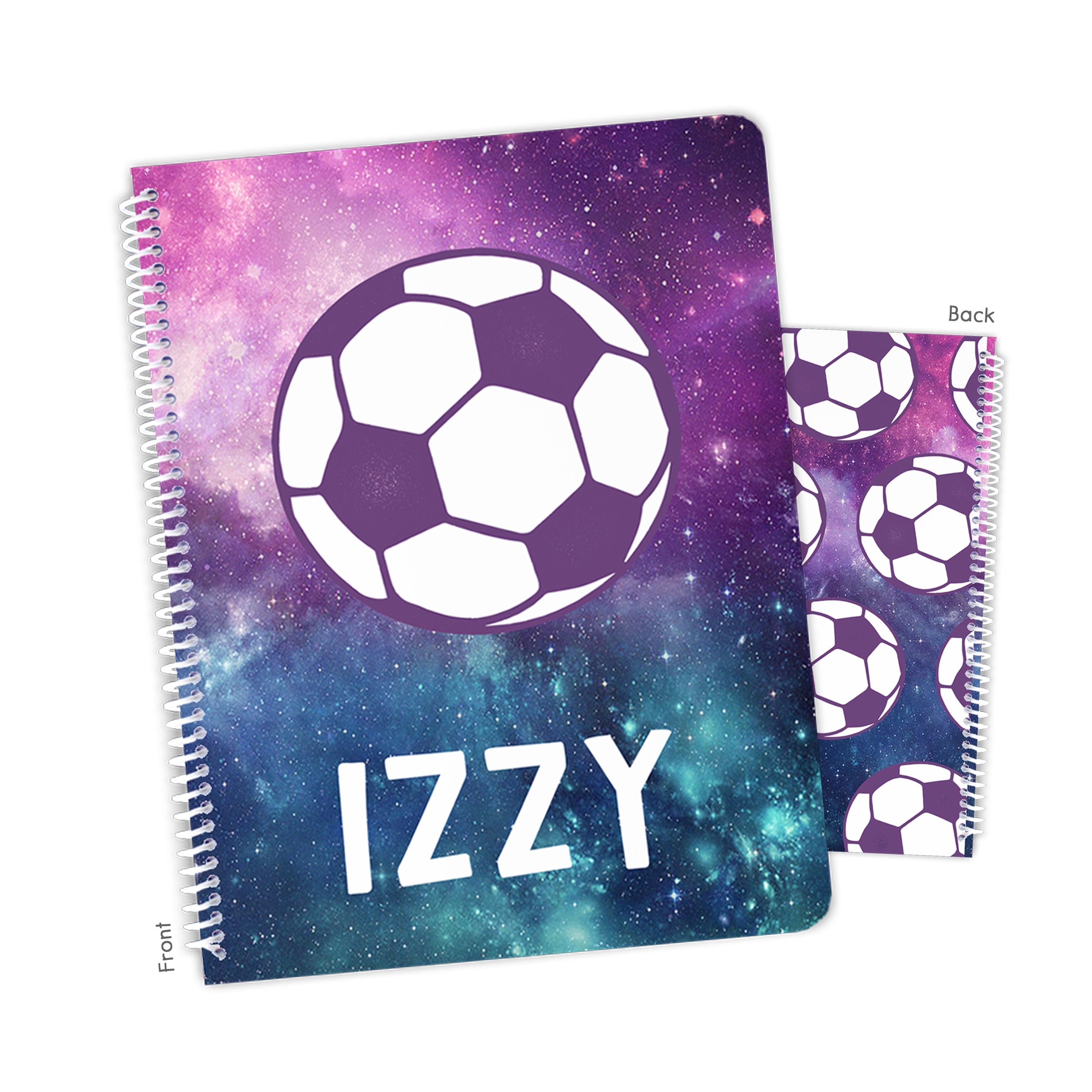 Galaxy Soccer Ball Personalized Custom Notebook or Sketchbook  School Office SuppliesNotebook (wide ruled, lined pages)