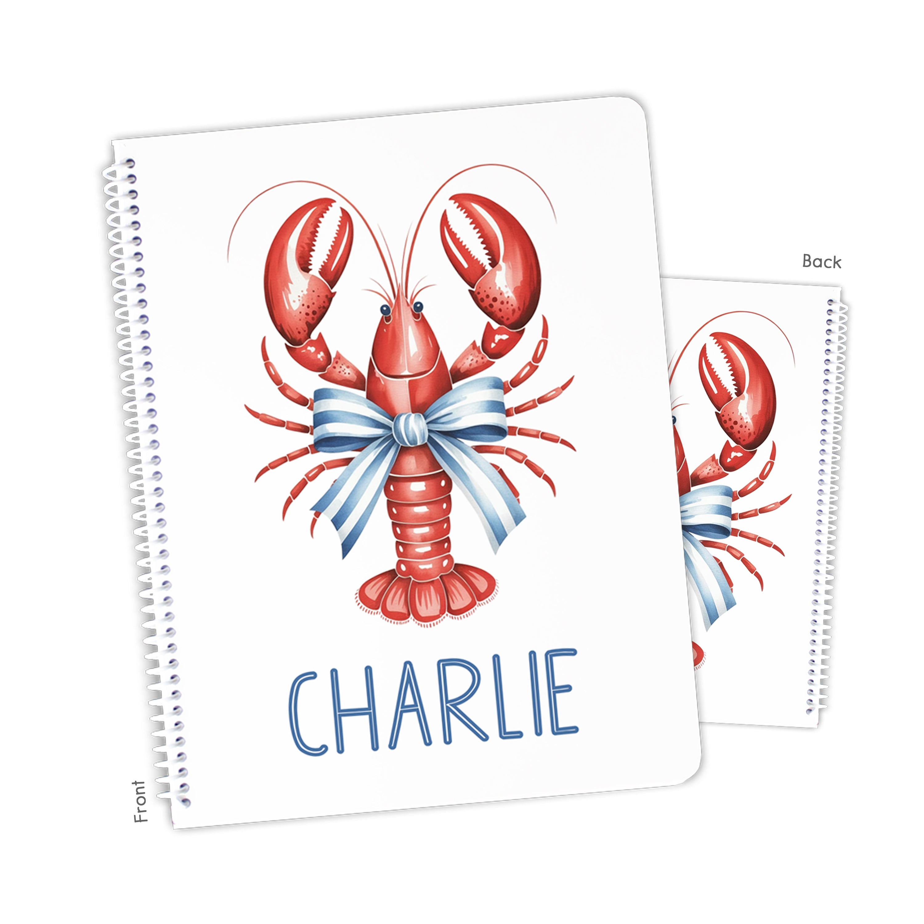 Lobster Bow Coquette Personalized Custom Notebook or Sketchbook  School Office SuppliesNotebook (wide ruled, lined pages)