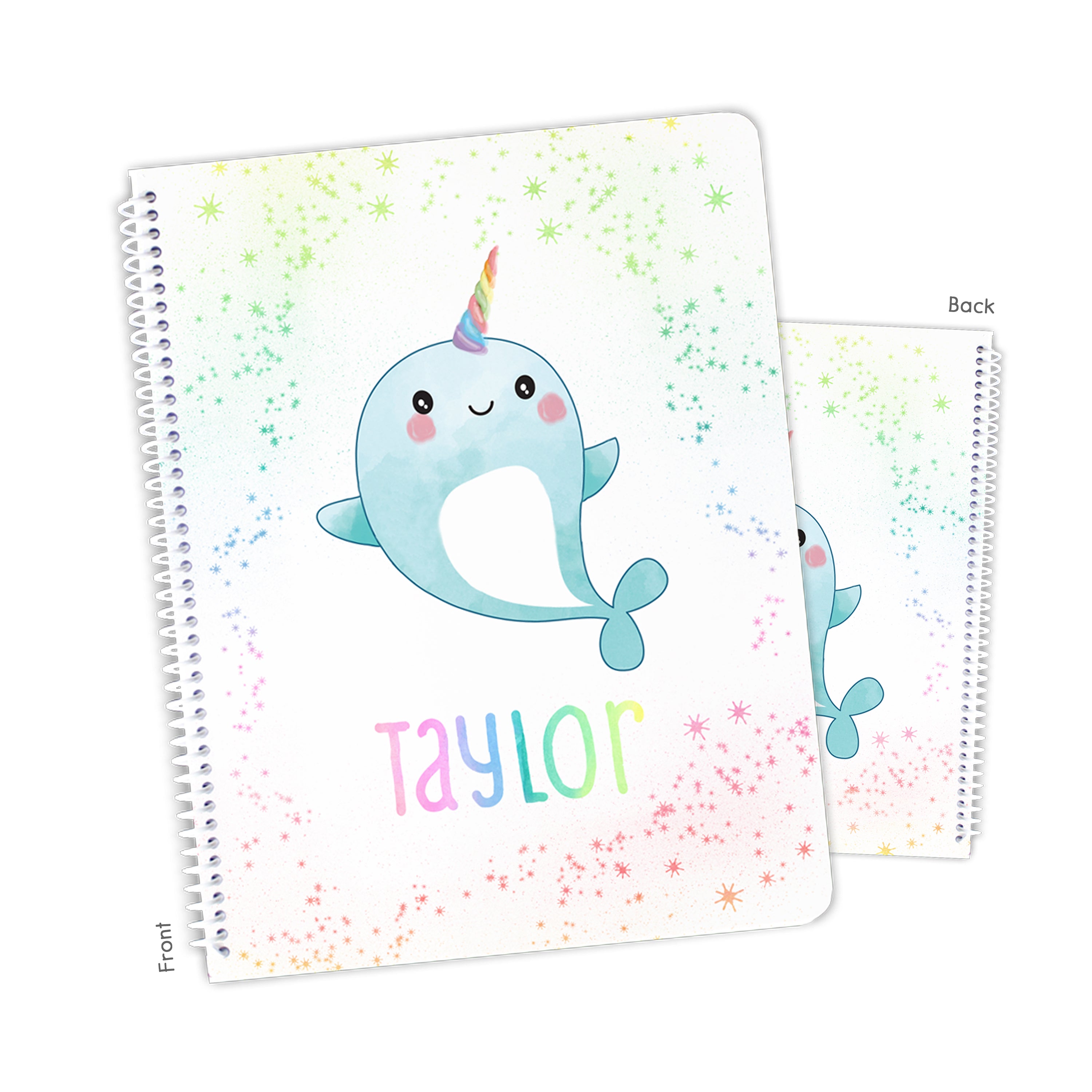 Narwhal Personalized Custom Notebook or Sketchbook  School Office SuppliesNotebook (wide ruled, lined pages)