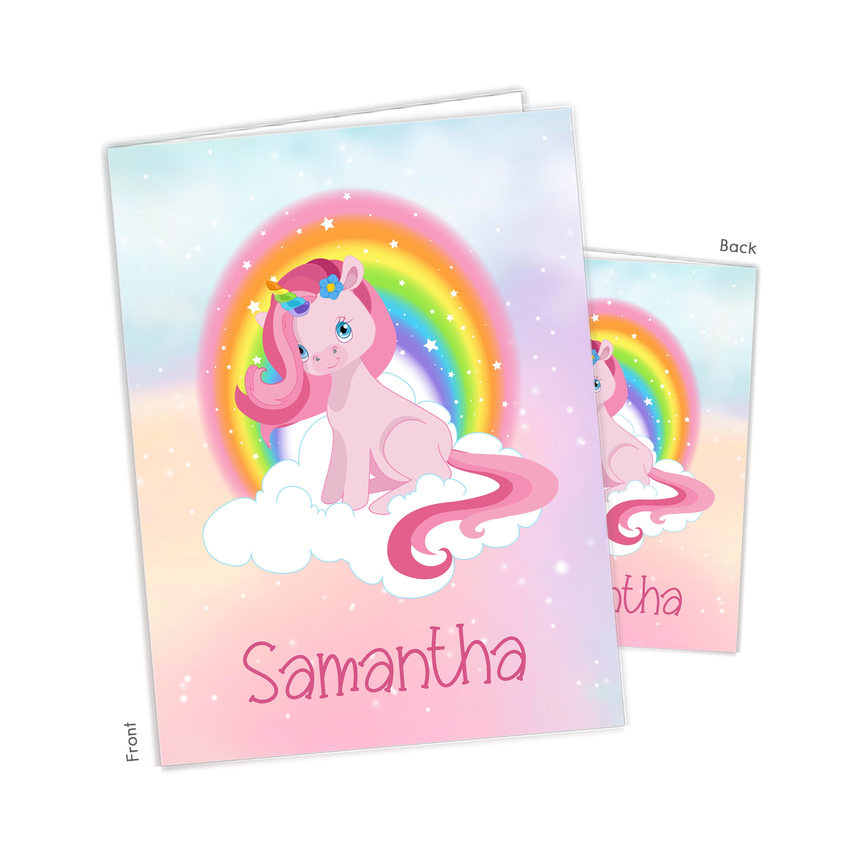 Pegasus Rainbow Unicorn Personalized Custom 2-Pocket Folder  School Office Supplies1 - 2Pocket Folder
