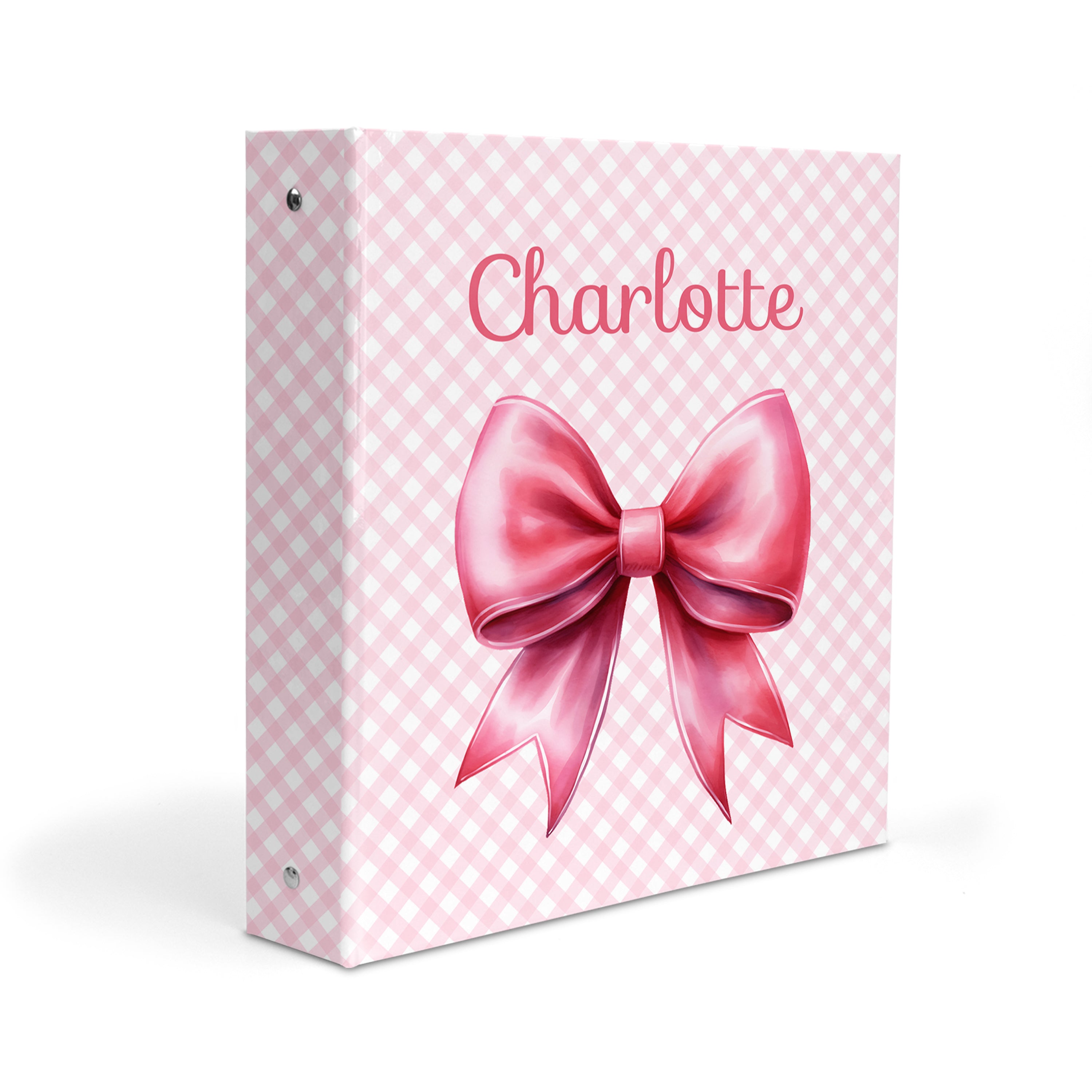Pink Bow Coquette Personalized Custom 2" 3 Ring Binder  School Office Supplies