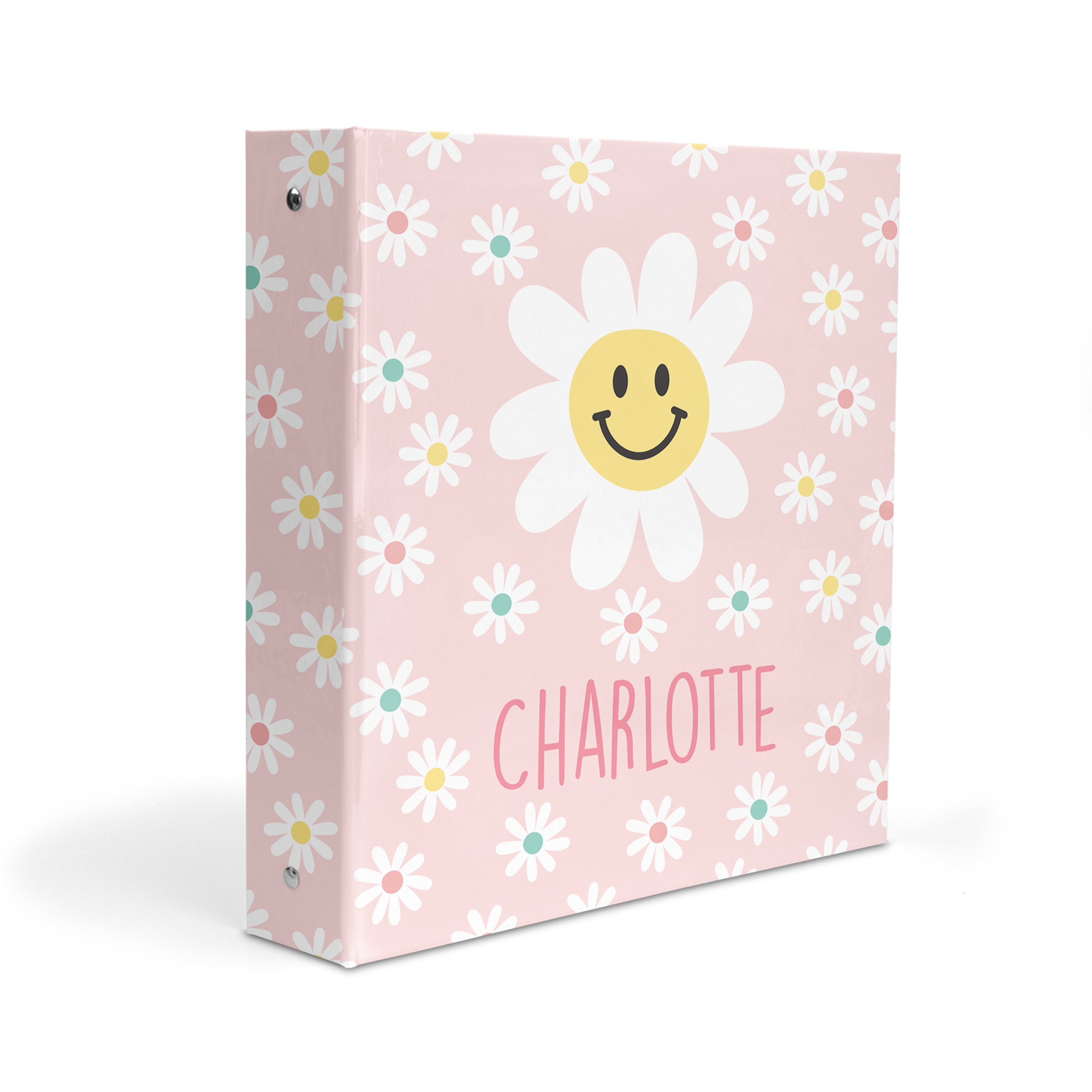 Pink Daisy Flowers Personalized Custom 2" 3 Ring Binder  School Office Supplies