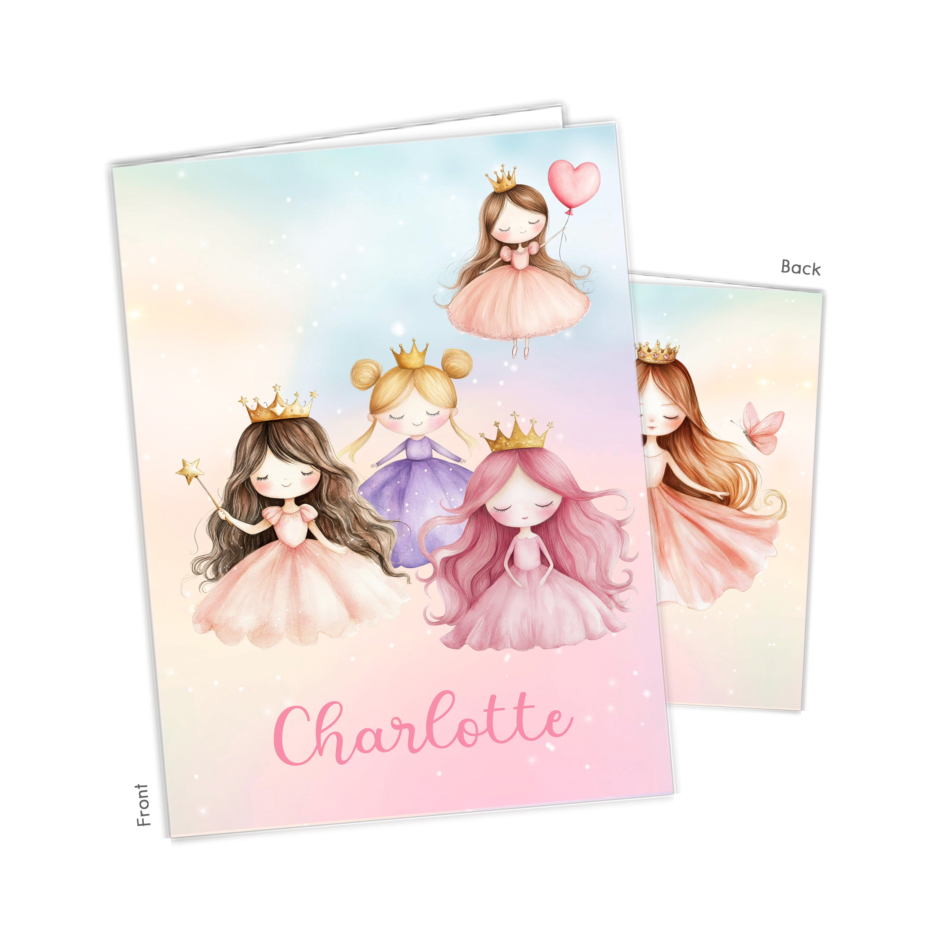 Princess Rainbow Personalized Custom 2-Pocket Folder  School Office Supplies1 - 2Pocket Folder