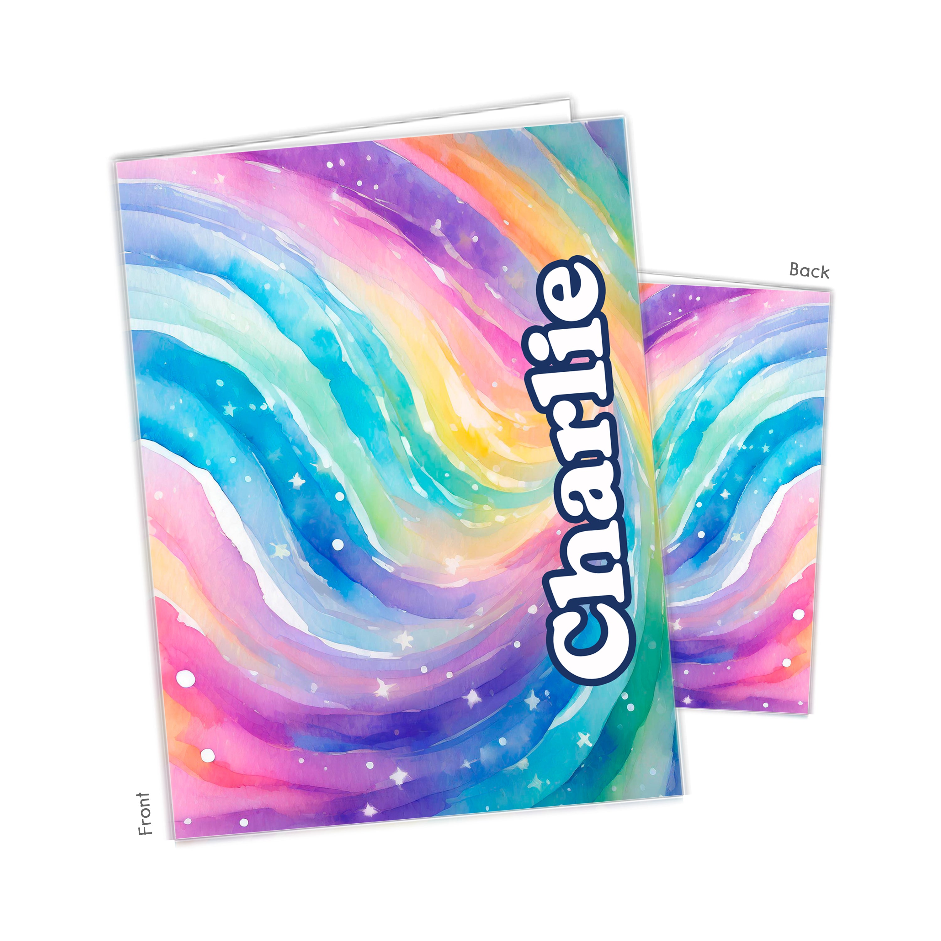 Rainbow Personalized Custom 2-Pocket Folder  School Office Supplies1 - 2Pocket Folder