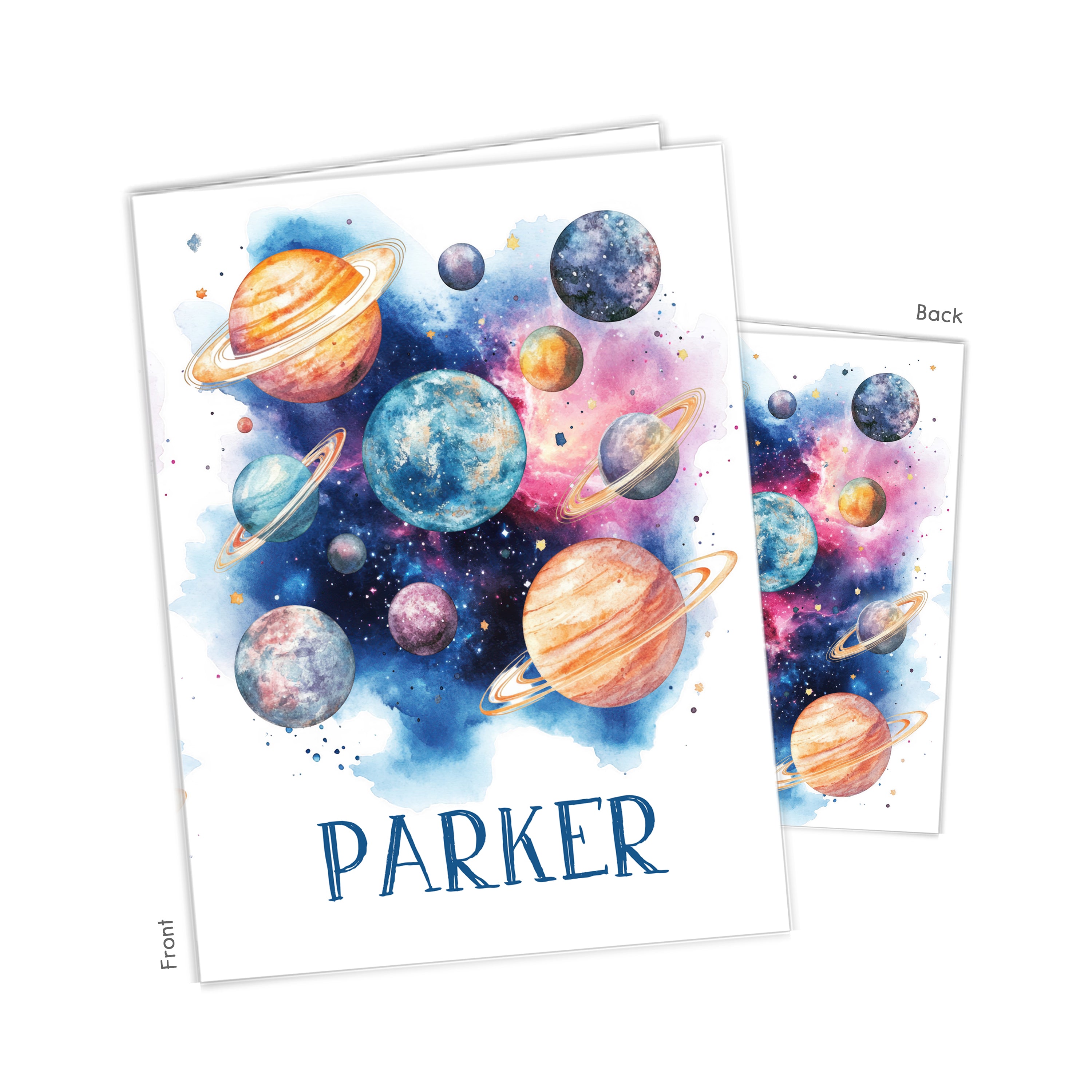 Rainbow Planets Personalized Custom 2-Pocket Folder  School Office Supplies1 - 2Pocket Folder