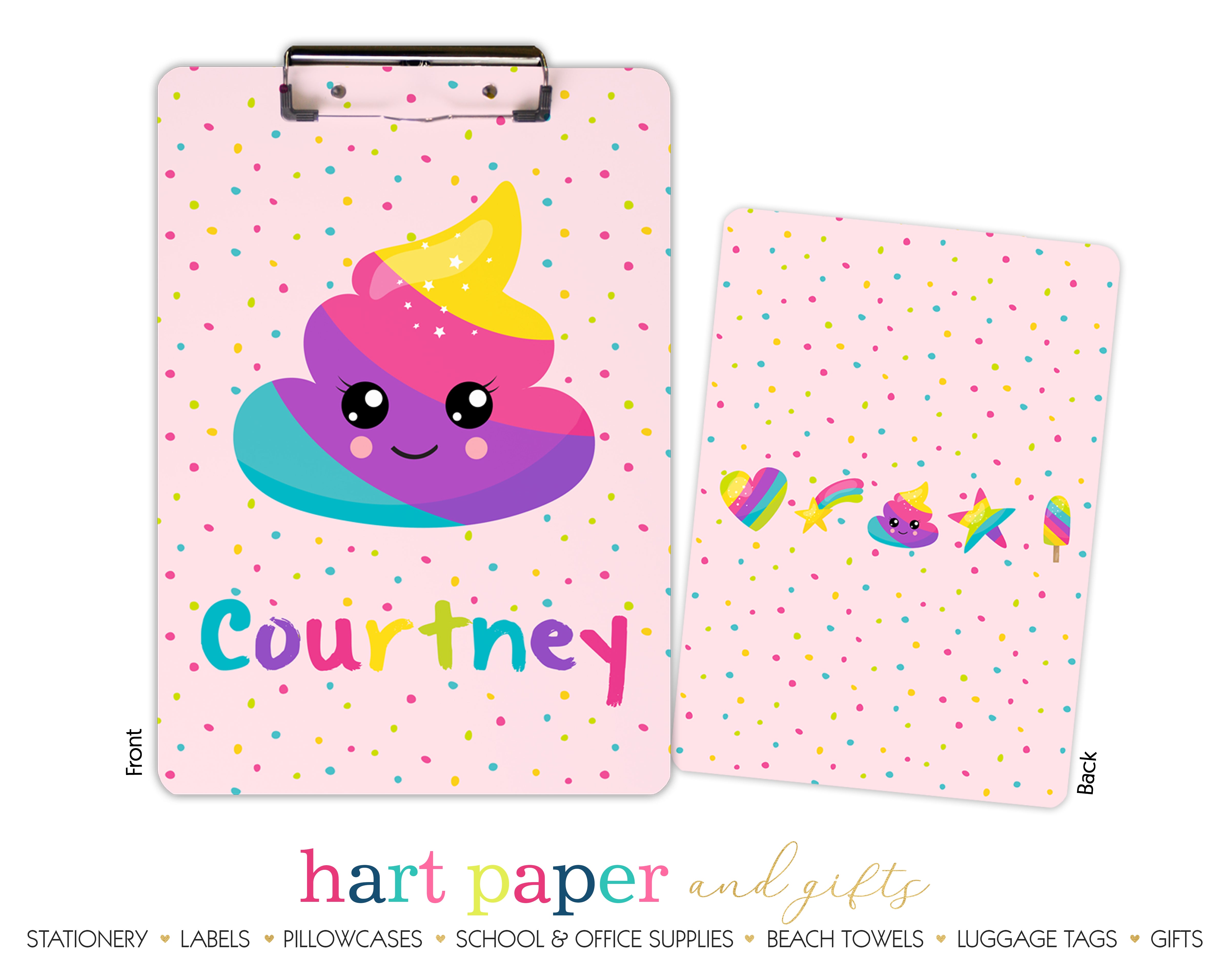 Rainbow Poop Emoji Personalized Custom Clipboard  School Office Supplies2 Sided Clipboard - Printing on Both Sides