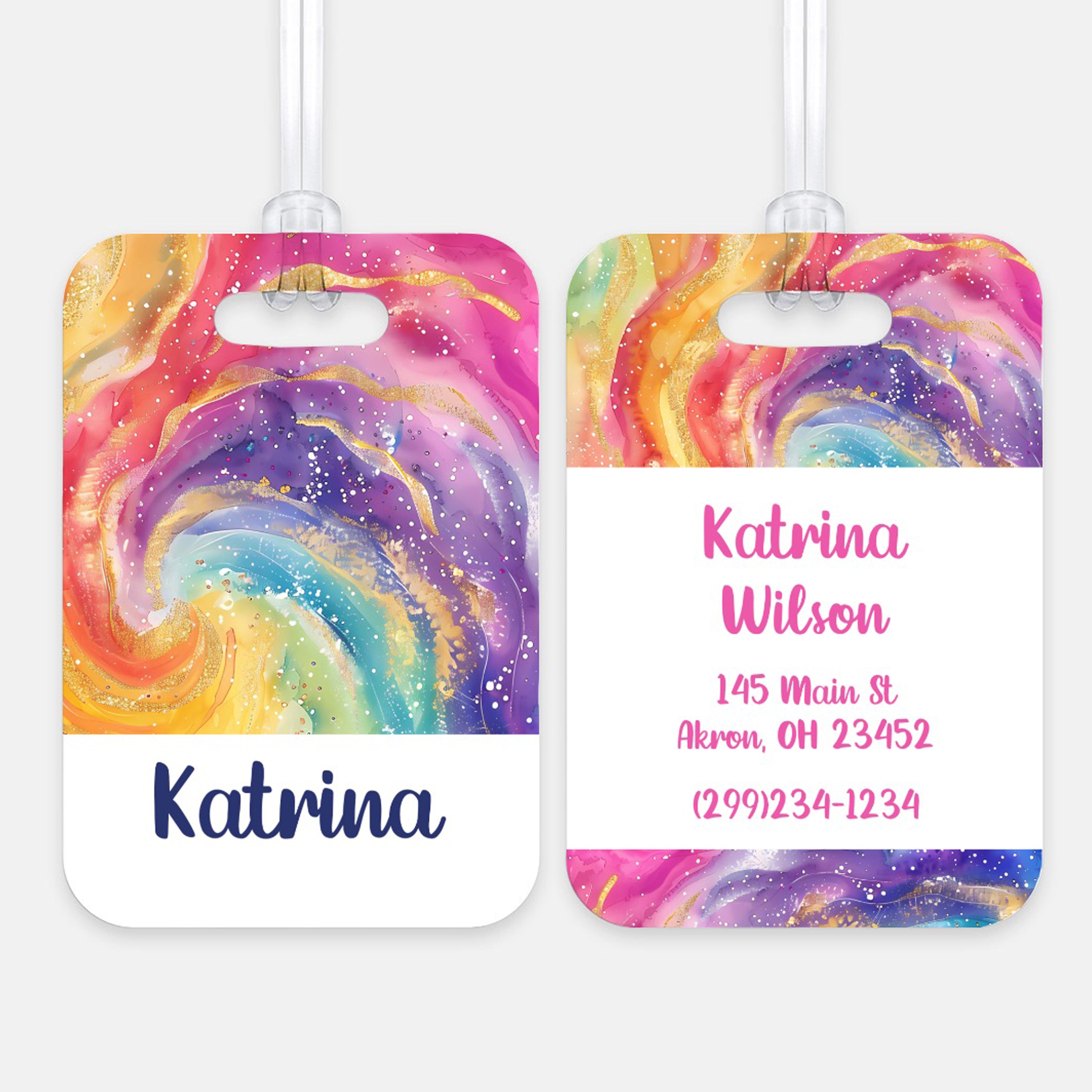Tie Dye Rainbow Luggage Bag Tag Personalized CustomAluminum Tag
