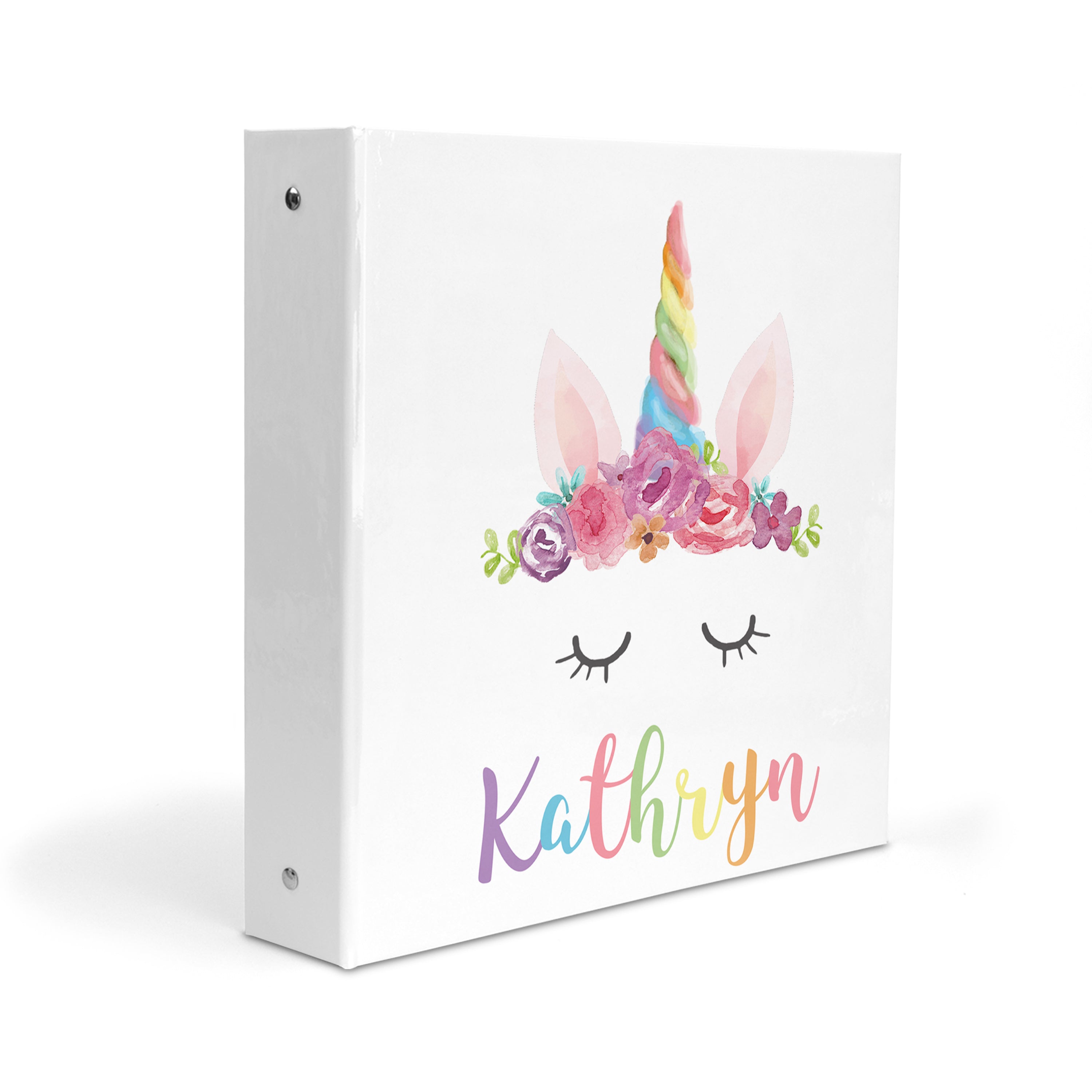 Unicorn Horn Rainbow Personalized Custom 2" 3 Ring Binder  School Office Supplies