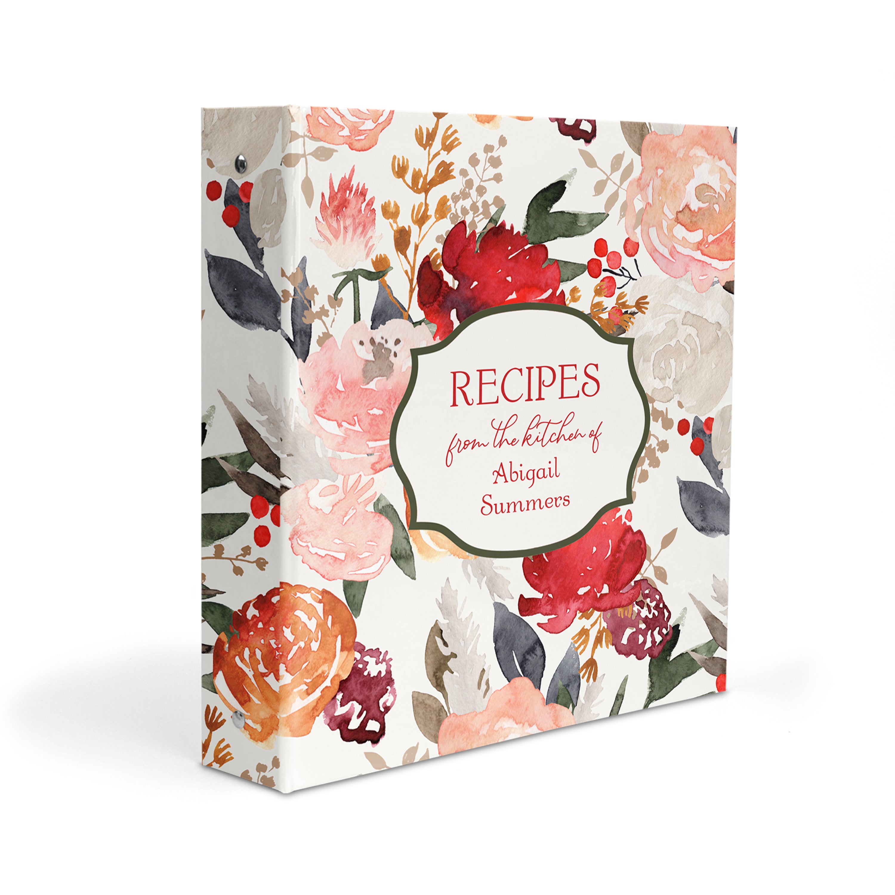 Autumn Fall Flowers Personalized Custom 2" 3 Ring Recipe Book BinderBinder Only