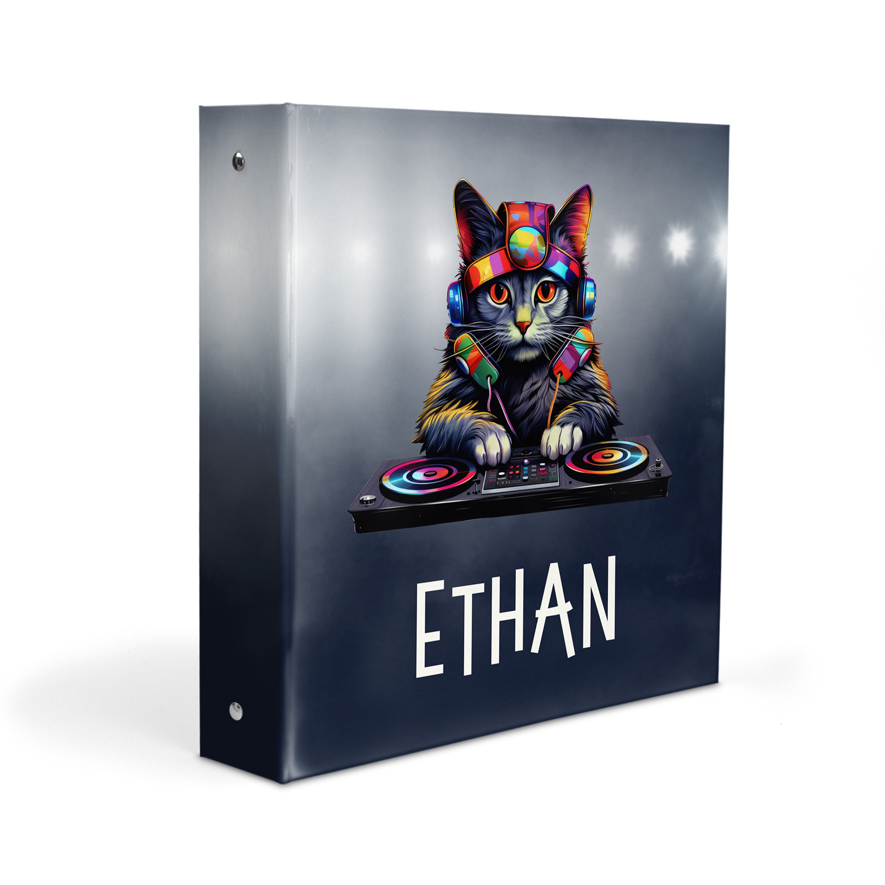 DJ Cat Animals Personalized Custom 2" 3 Ring Binder  School Office Supplies