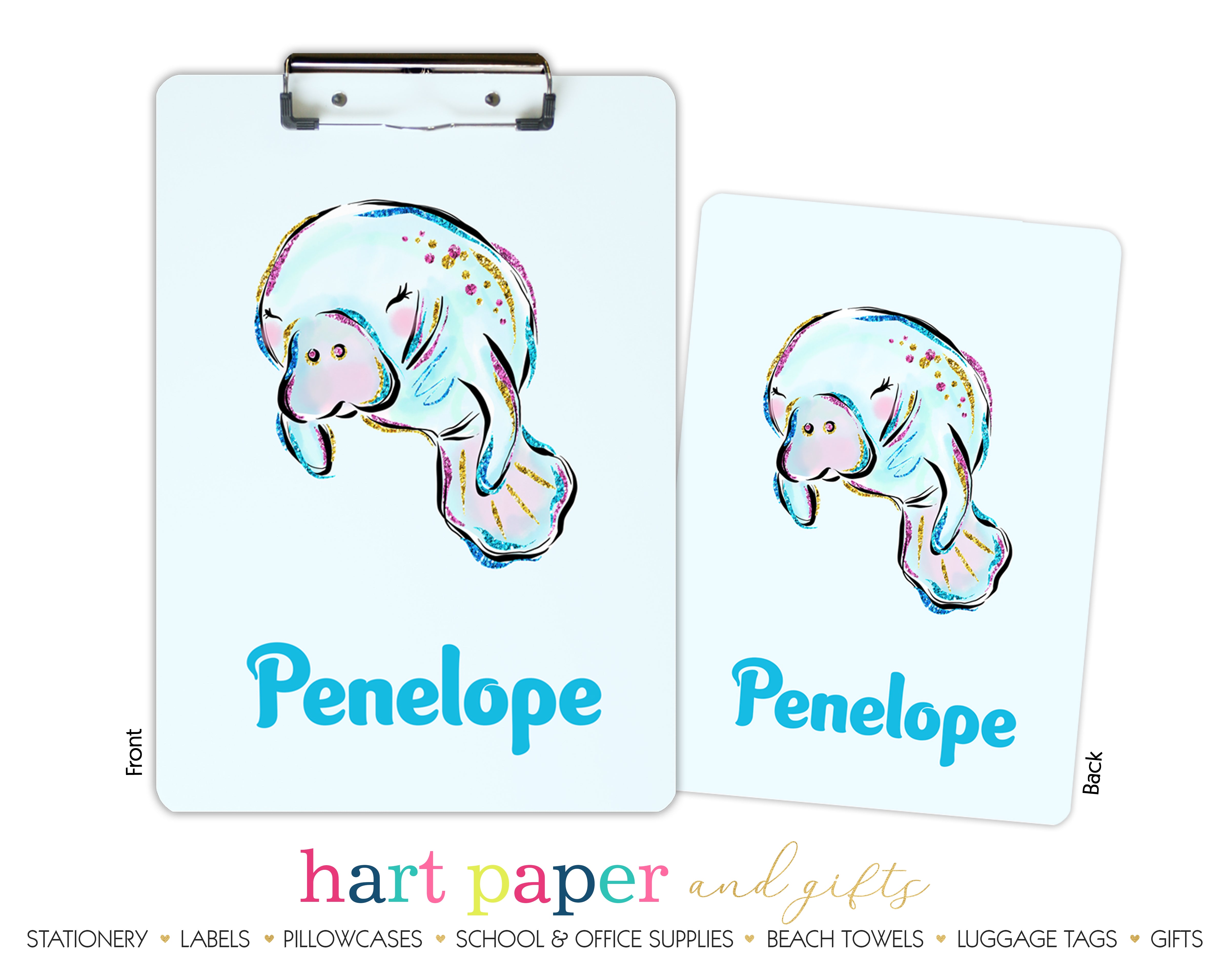 Manatee Personalized Custom Clipboard  School Office Supplies2 Sided Clipboard - Printing on Both Sides