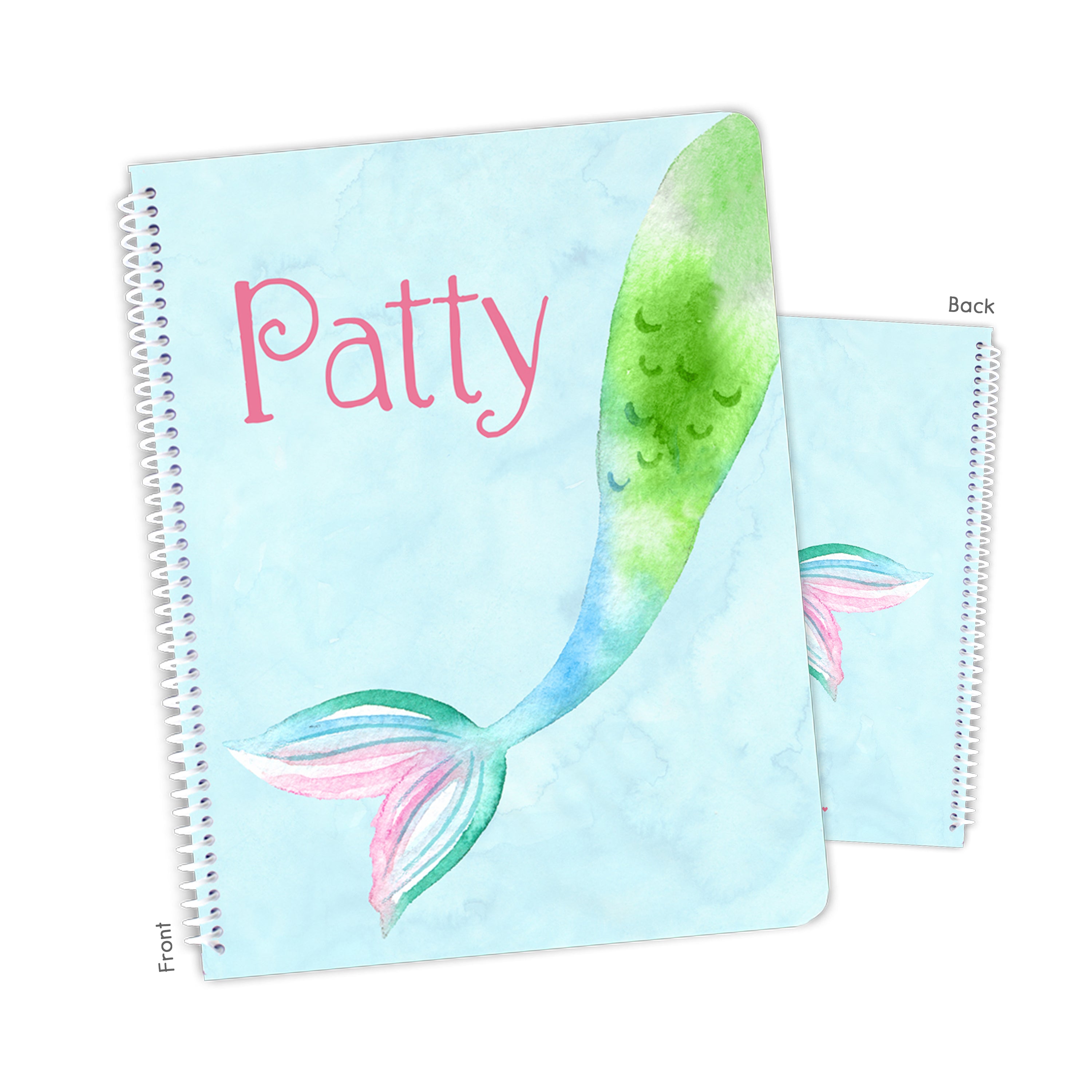 Mermaid Tail Personalized Custom Notebook or Sketchbook  School Office SuppliesNotebook (wide ruled, lined pages)