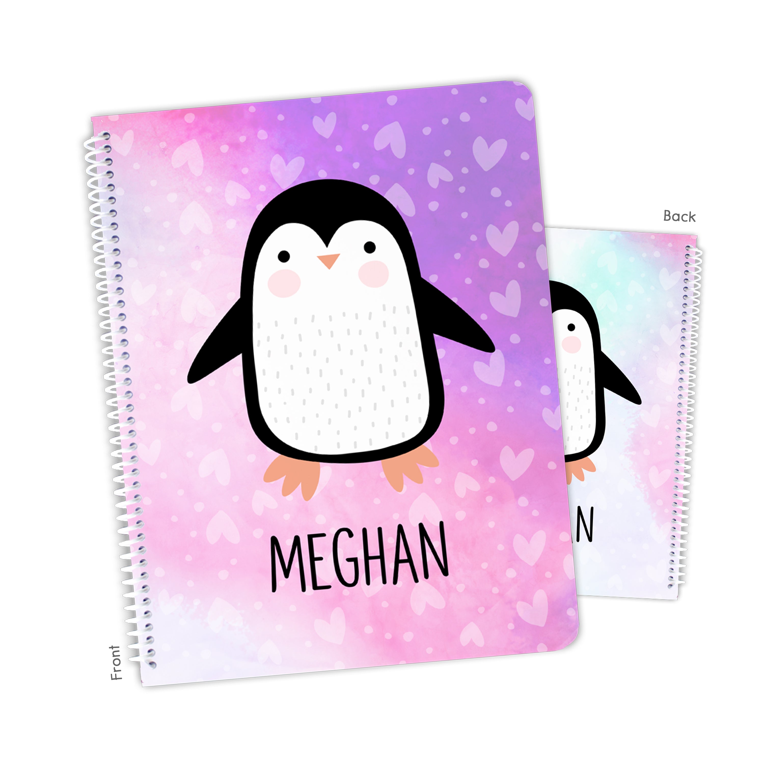 Penguin Animals Personalized Custom Notebook or Sketchbook  School Office SuppliesNotebook (wide ruled, lined pages)