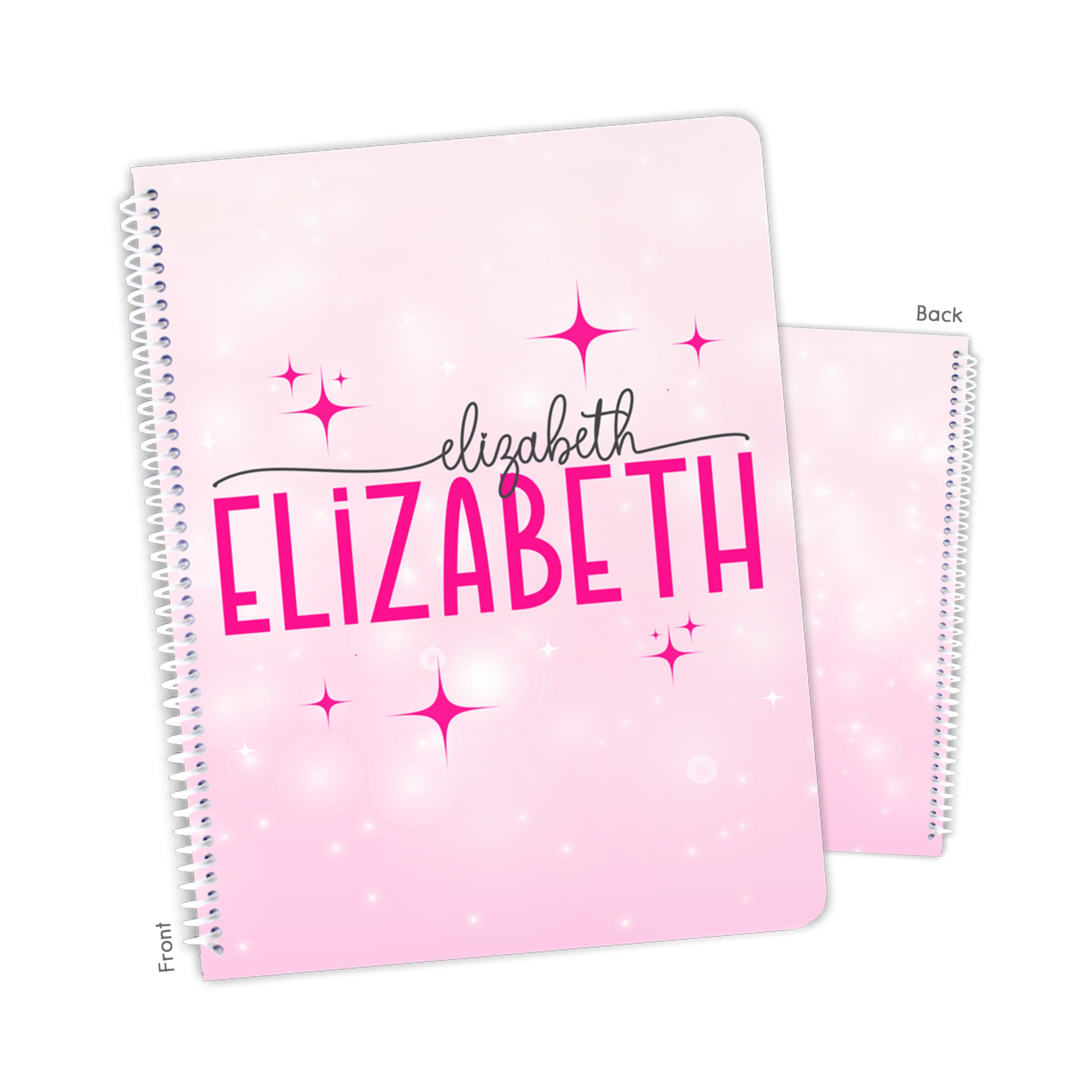 Pink Sparkle Personalized Custom Notebook or Sketchbook  School Office SuppliesNotebook (wide ruled, lined pages)
