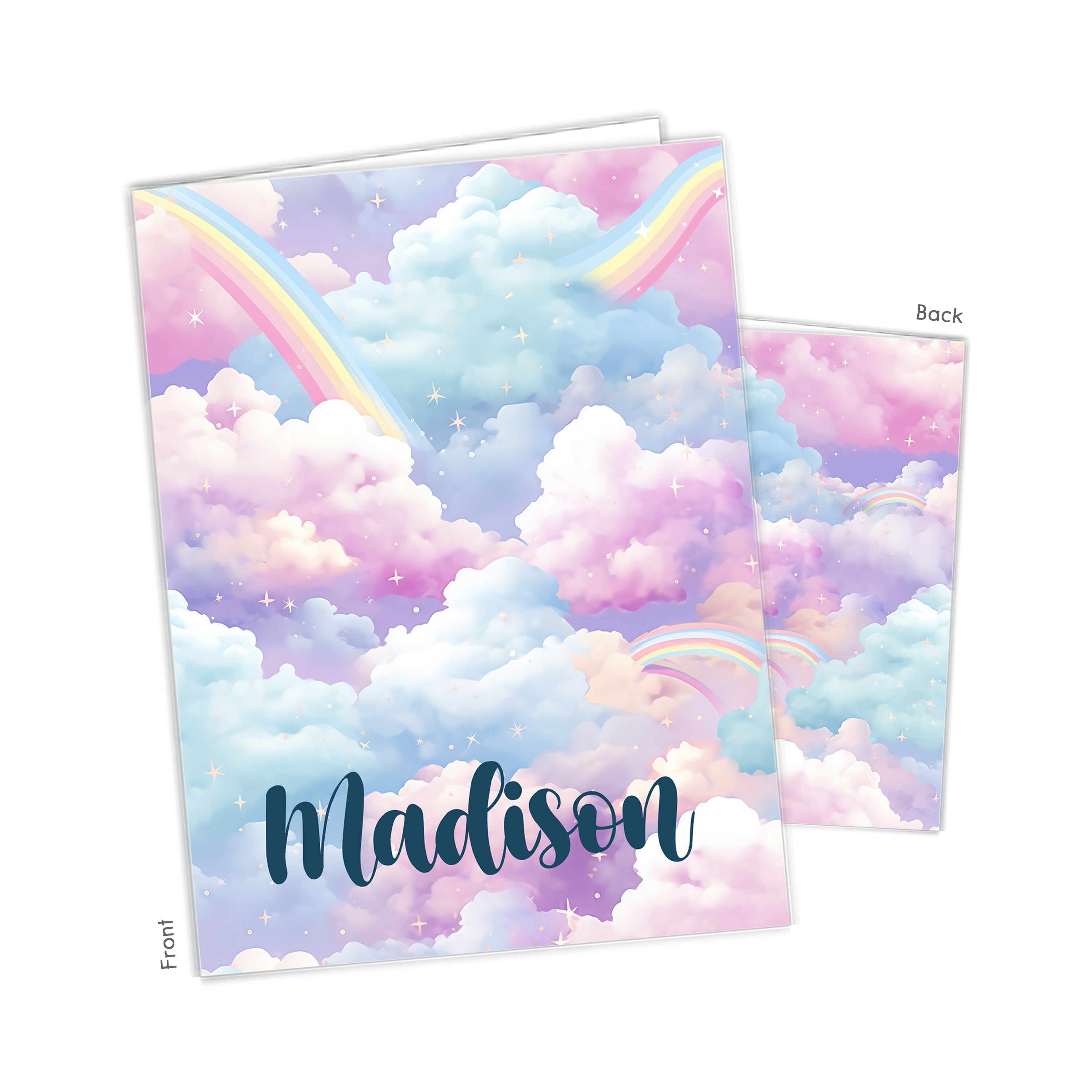 Rainbow Clouds Personalized Custom 2-Pocket Folder  School Office Supplies1 - 2Pocket Folder