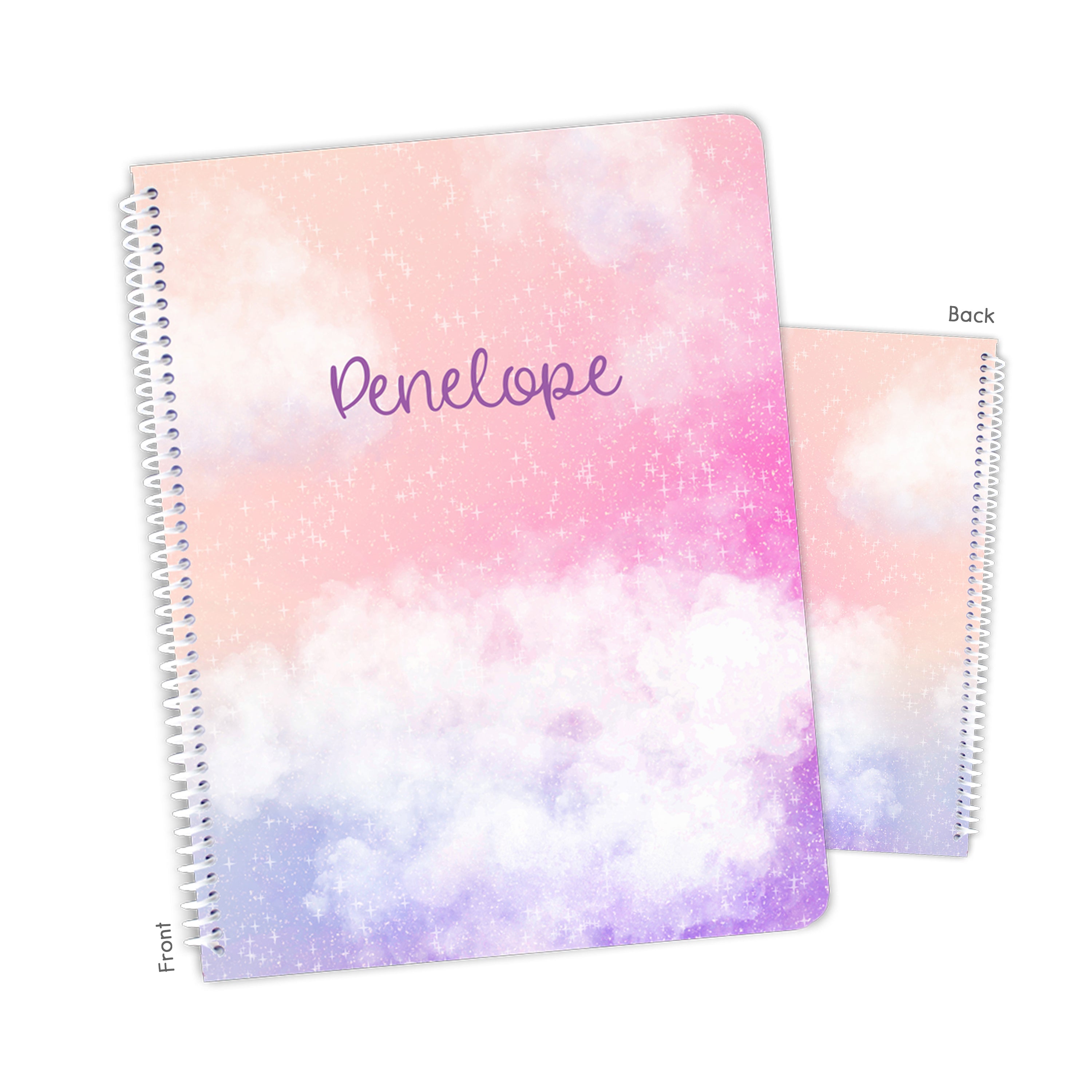 Rainbow Clouds Personalized Custom Notebook or Sketchbook  School Office SuppliesNotebook (wide ruled, lined pages)