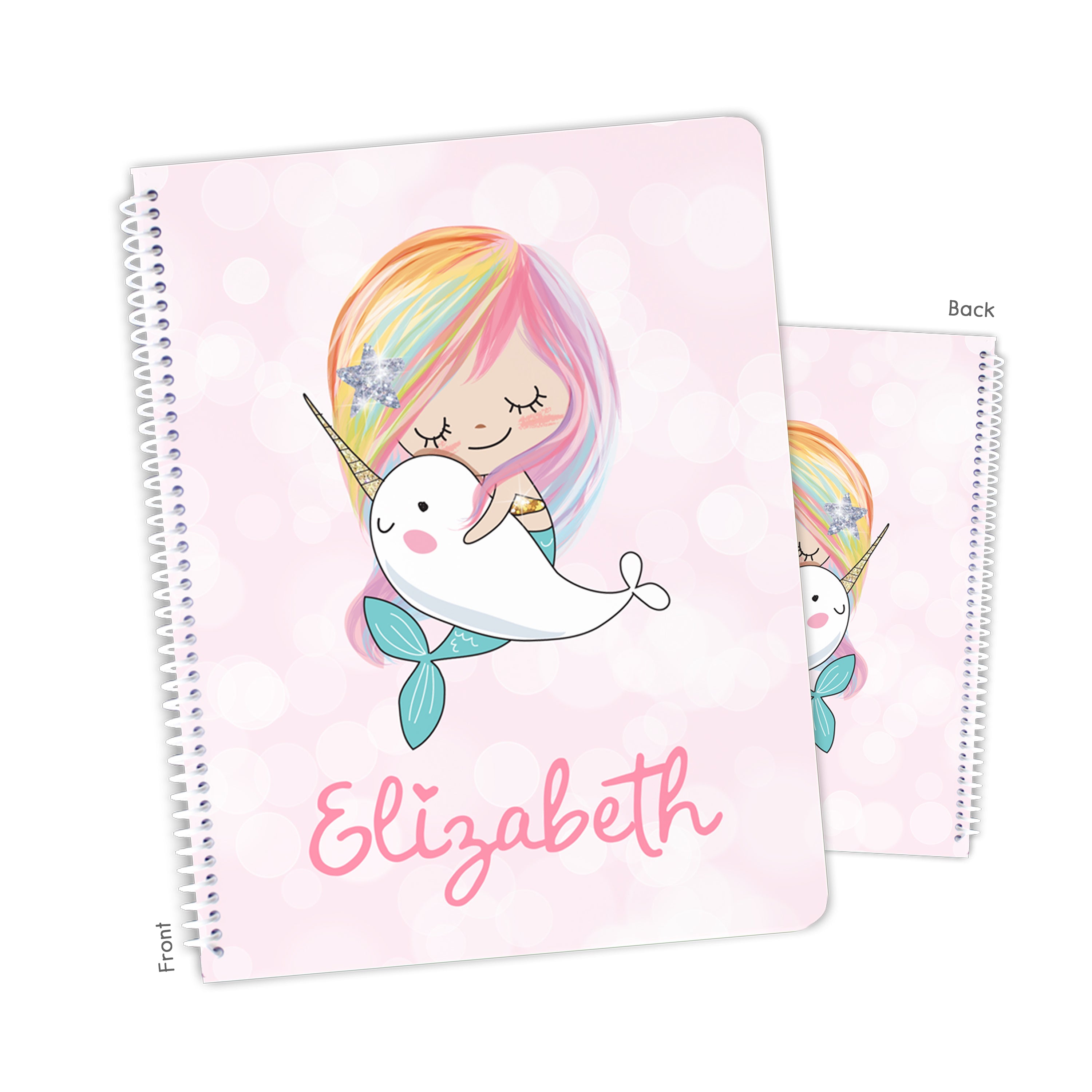 Rainbow Mermaid Narwhal Personalized Custom Notebook or Sketchbook  School Office SuppliesNotebook (wide ruled, lined pages)