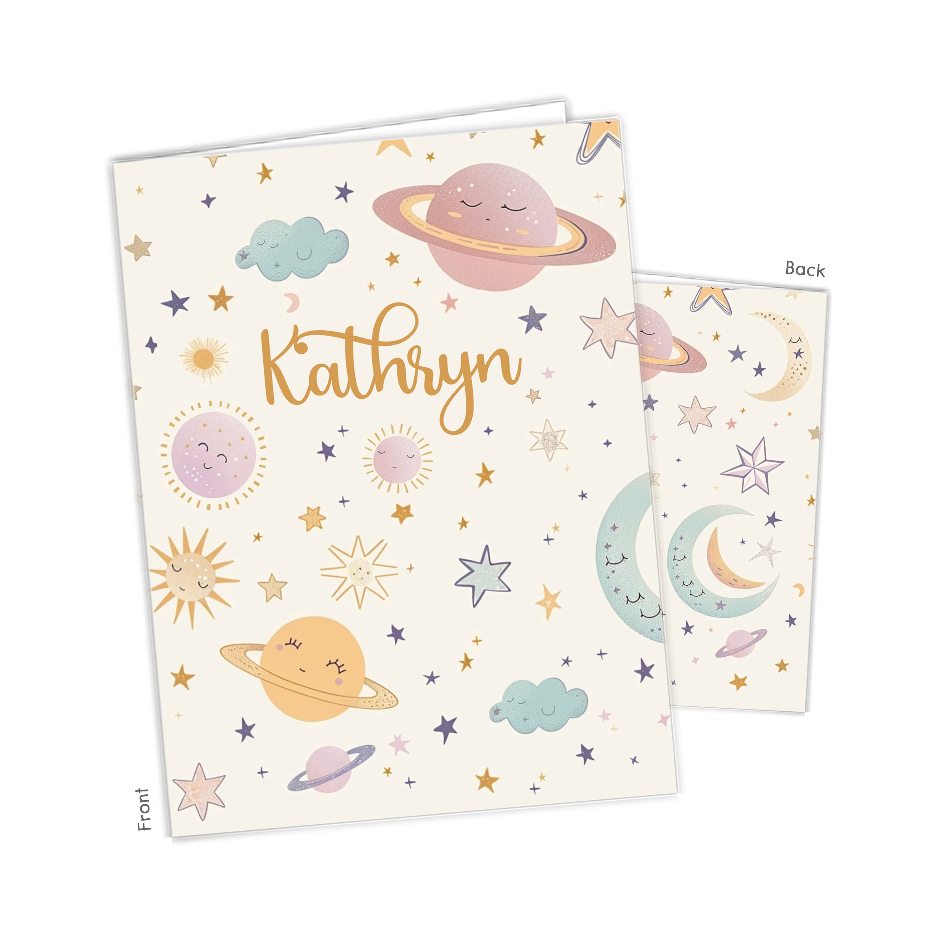 Space Planets Personalized Custom 2-Pocket Folder  School Office Supplies1 - 2Pocket Folder