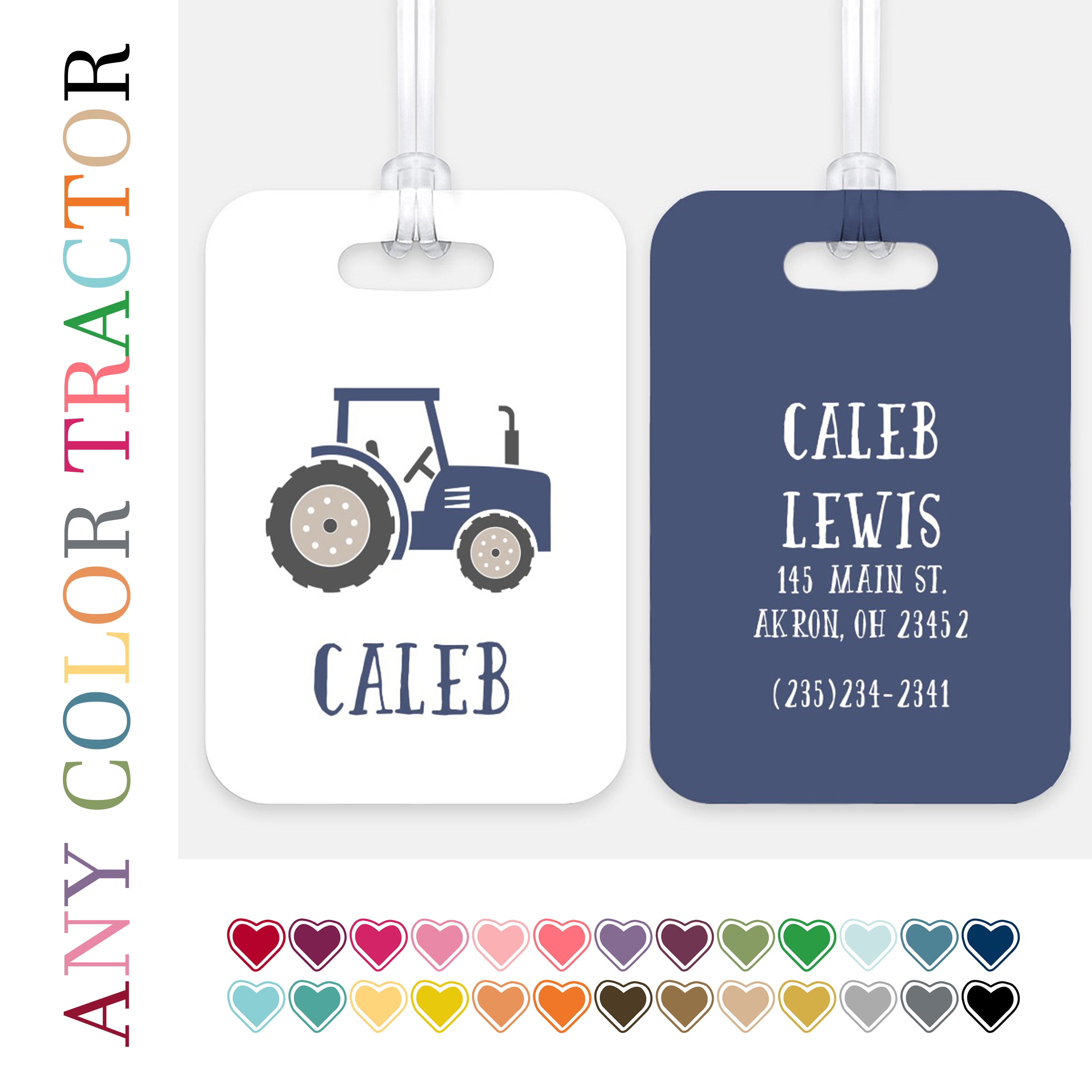 Tractor Luggage Bag Tag Personalized CustomAluminum Tag