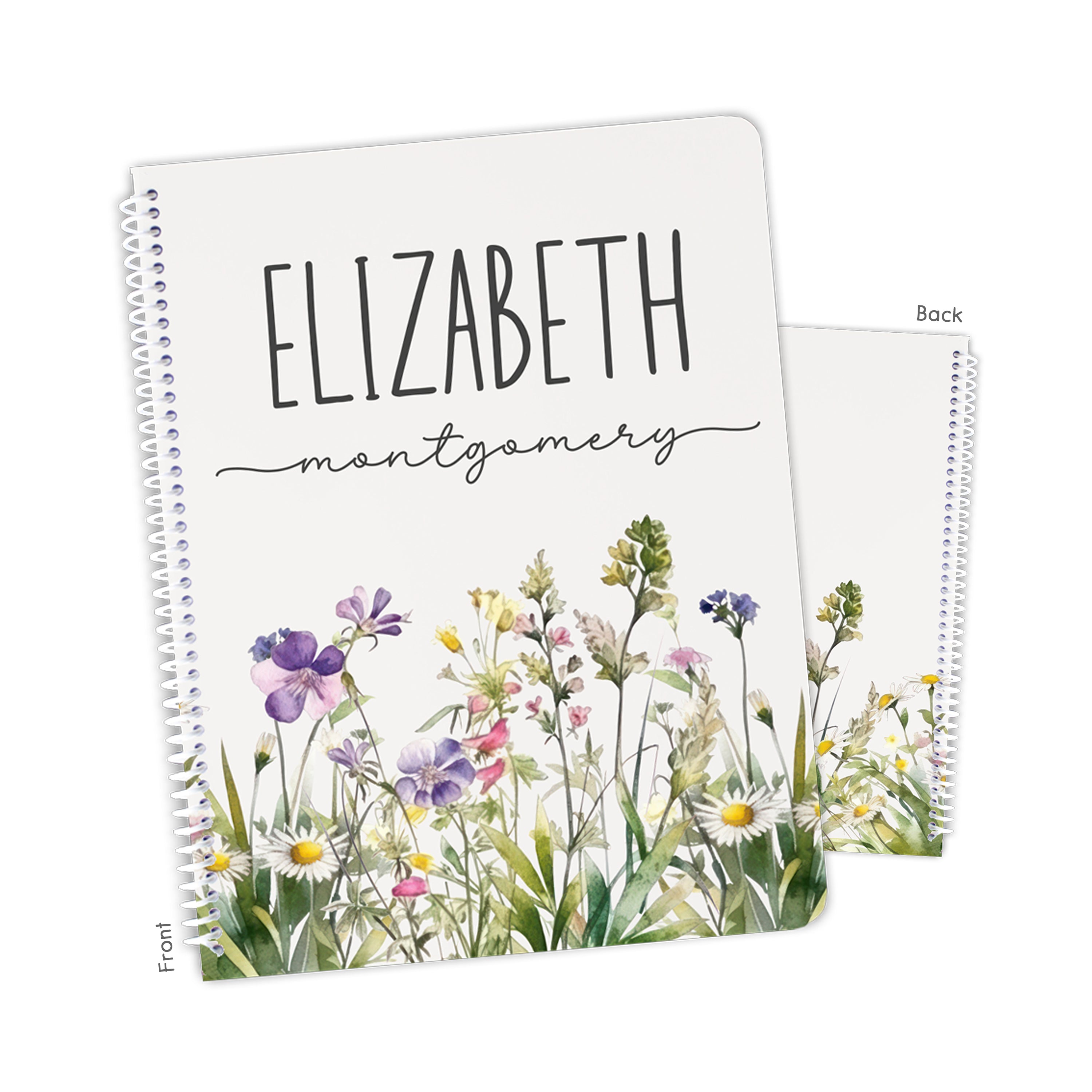 Wildflower Personalized Custom Notebook or Sketchbook  School Office SuppliesNotebook (wide ruled, lined pages)