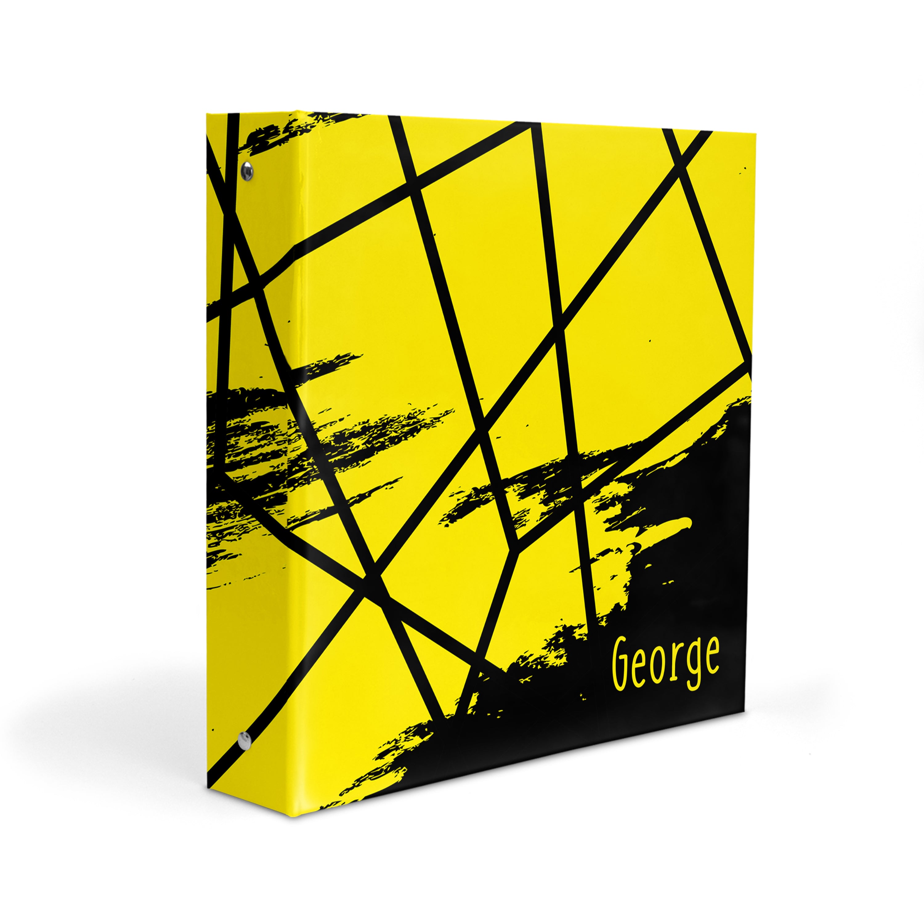 Yellow Black Abstract Personalized Custom 2" 3 Ring Binder  School Office Supplies