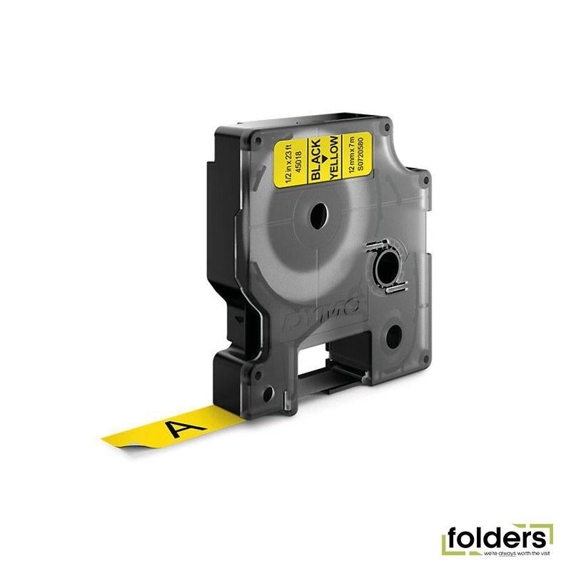 DYMO D1 Label Cassette Tape 12mm x 7m Black on Yellow