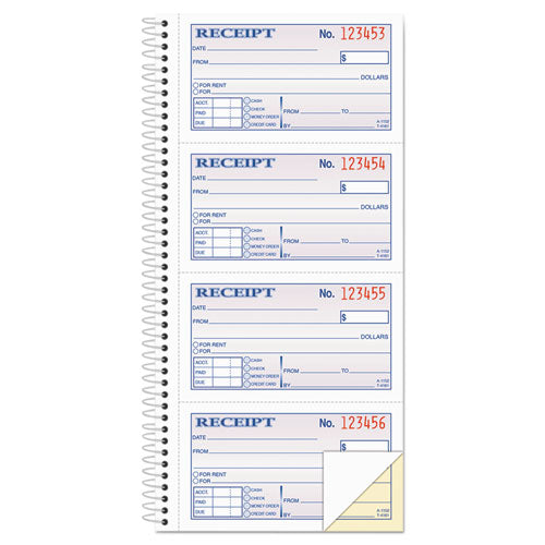 2-part Receipt Book, Two-part Carbonless, 4.75 X 2.75, 4 Forms/sheet, 200 Forms Total