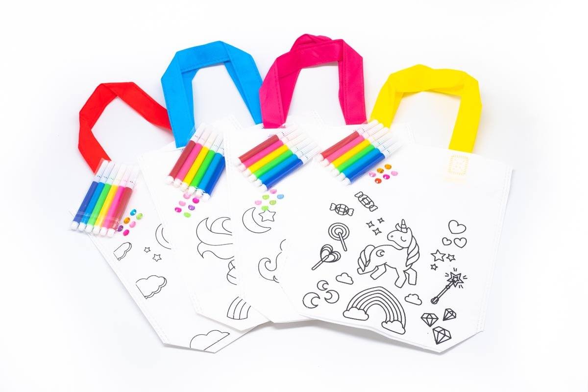 DIY Colouring Non Woven Bag Set - Unicorn DesignAssorted