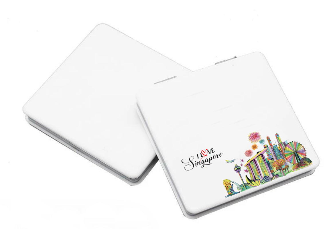 National Day Square Flip Pocket Mirror with White ABS coverAssorted