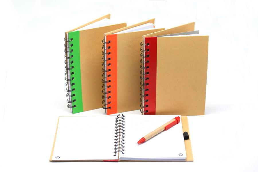 Ring Bound Recycled Notebook with PenAssorted