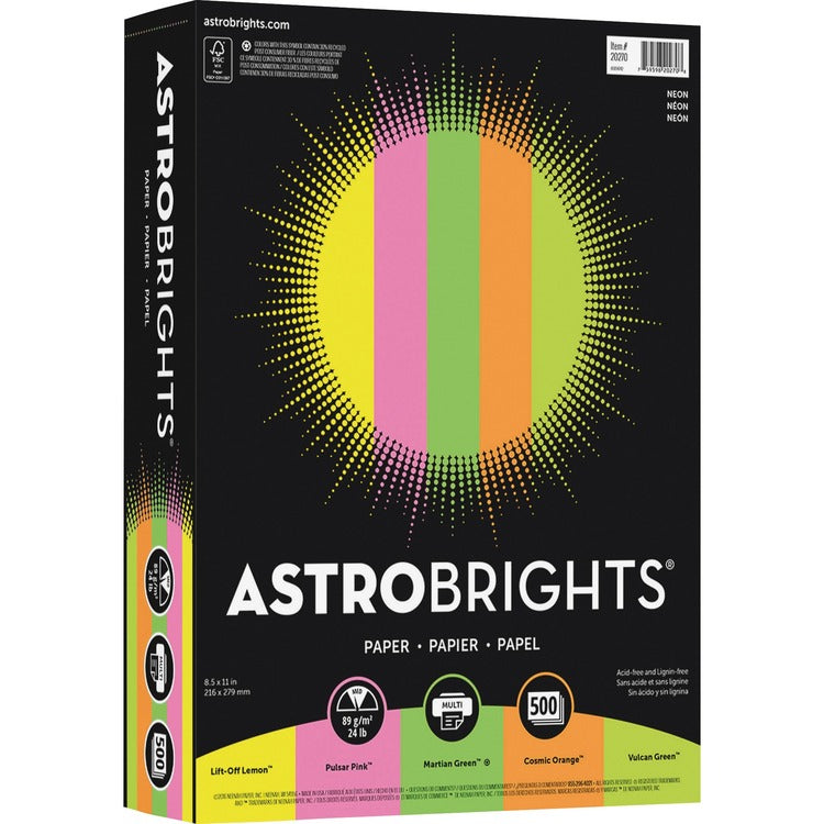 Astrobrights Color Paper - "Neon" 5-Color Assortment [SKU - WAU20270]RM