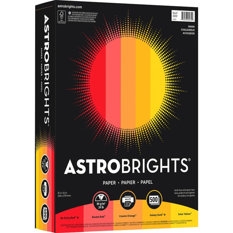Astrobrights Color Paper - "Warm" 5-Color Assortment [SKU - WAU20272]RM