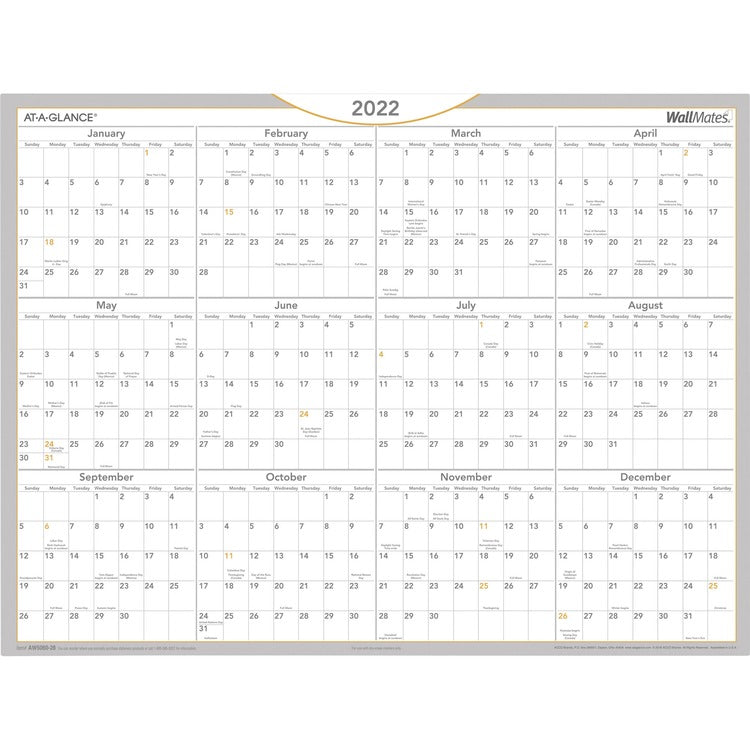 At-A-Glance WallMates Dry Erase, Self-Adhesive Yearly Wall Planner [SKU - AAGAW506028]EA